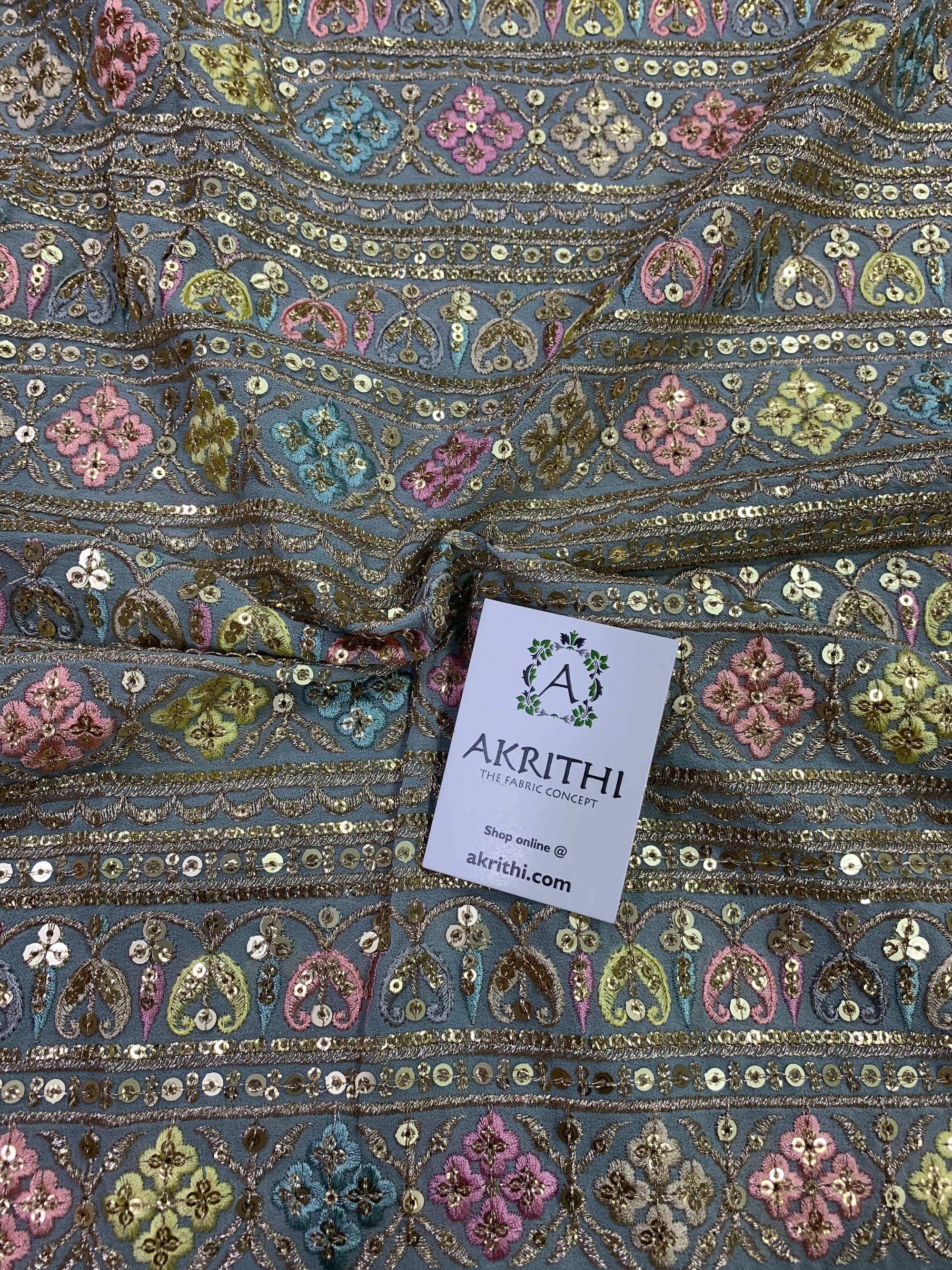 Embroidery on pure georgette fabric