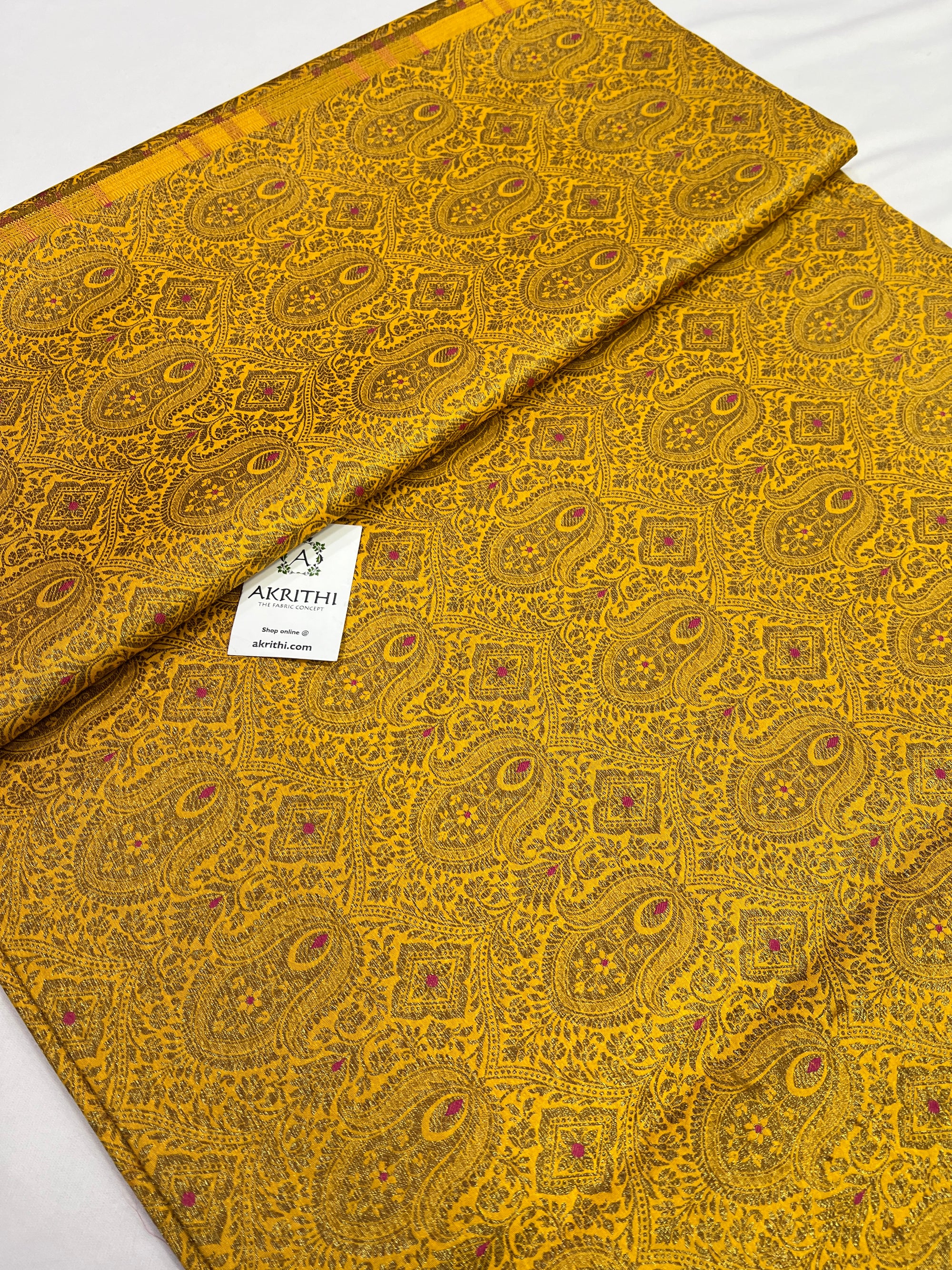 Handloom Banarasi brocade fabric with antique zari
