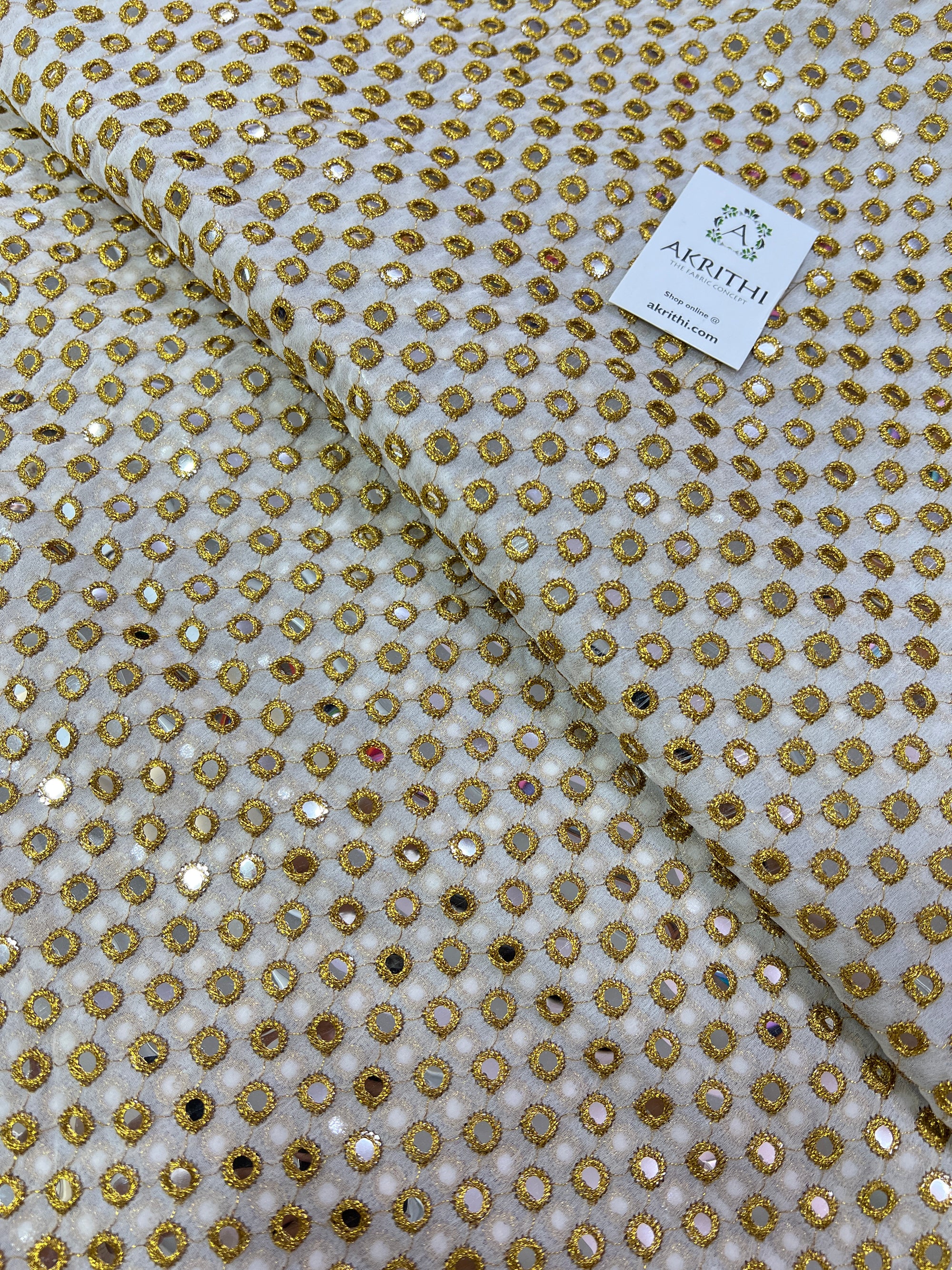 Mirror Embroidery on Georgette fabric