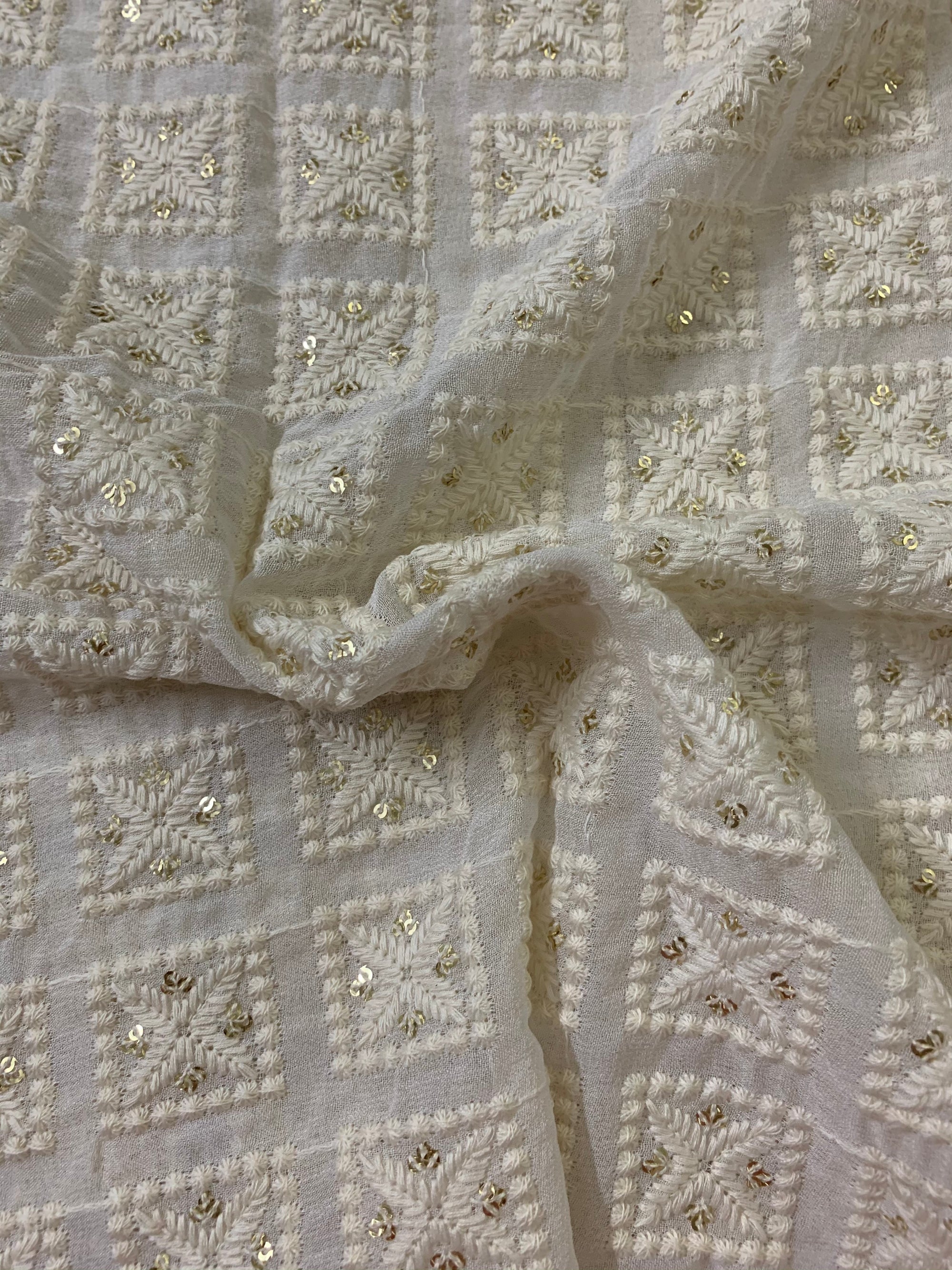 Embroidery on dyeable georgette fabric