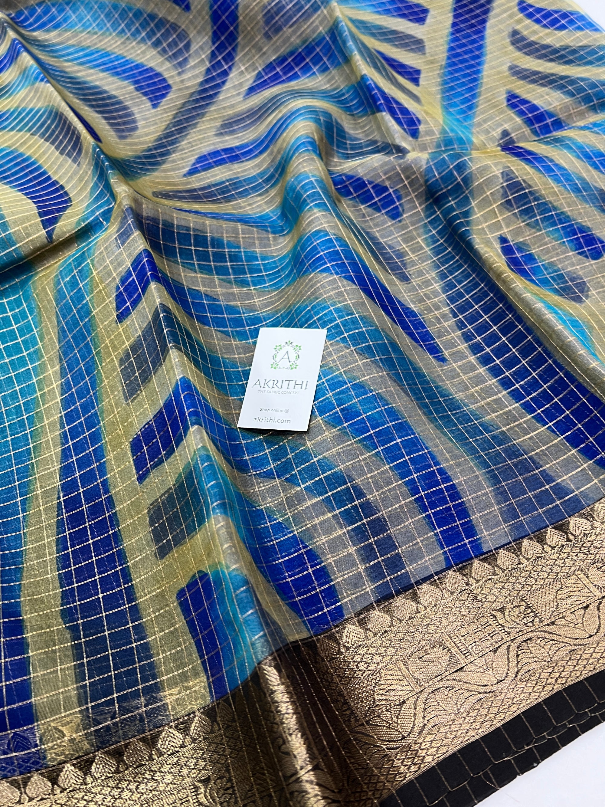 Hand brushed pure silk organza saree