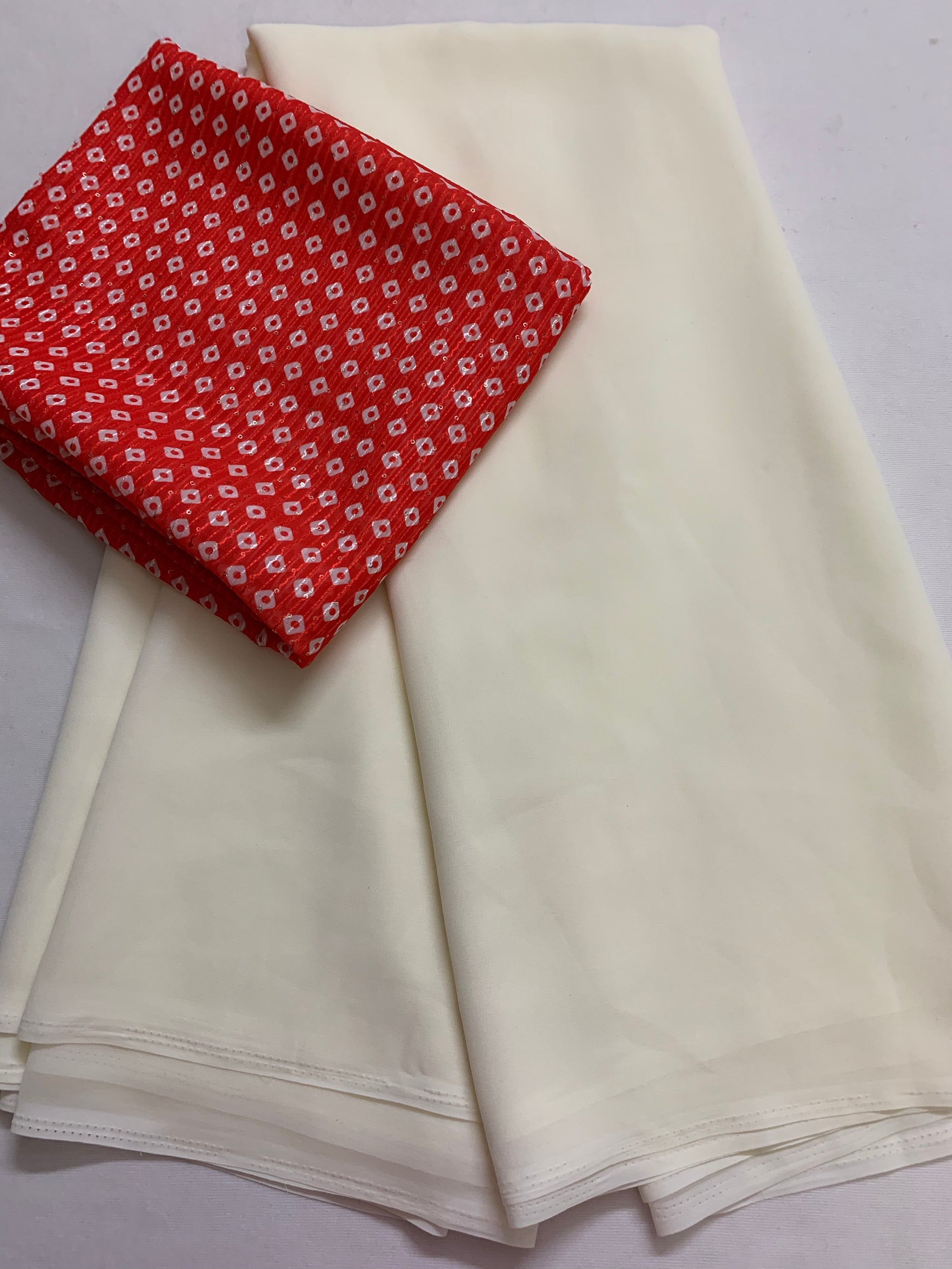 Georgette saree with embroidered bandhani print blouse