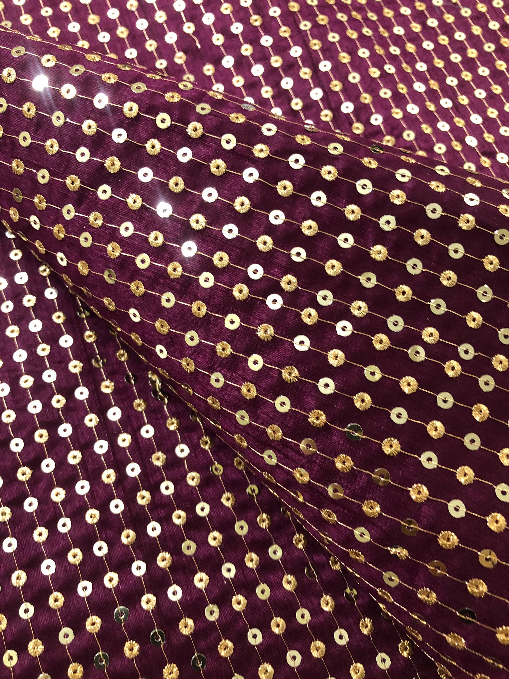 Embroidery on raw silk fabric