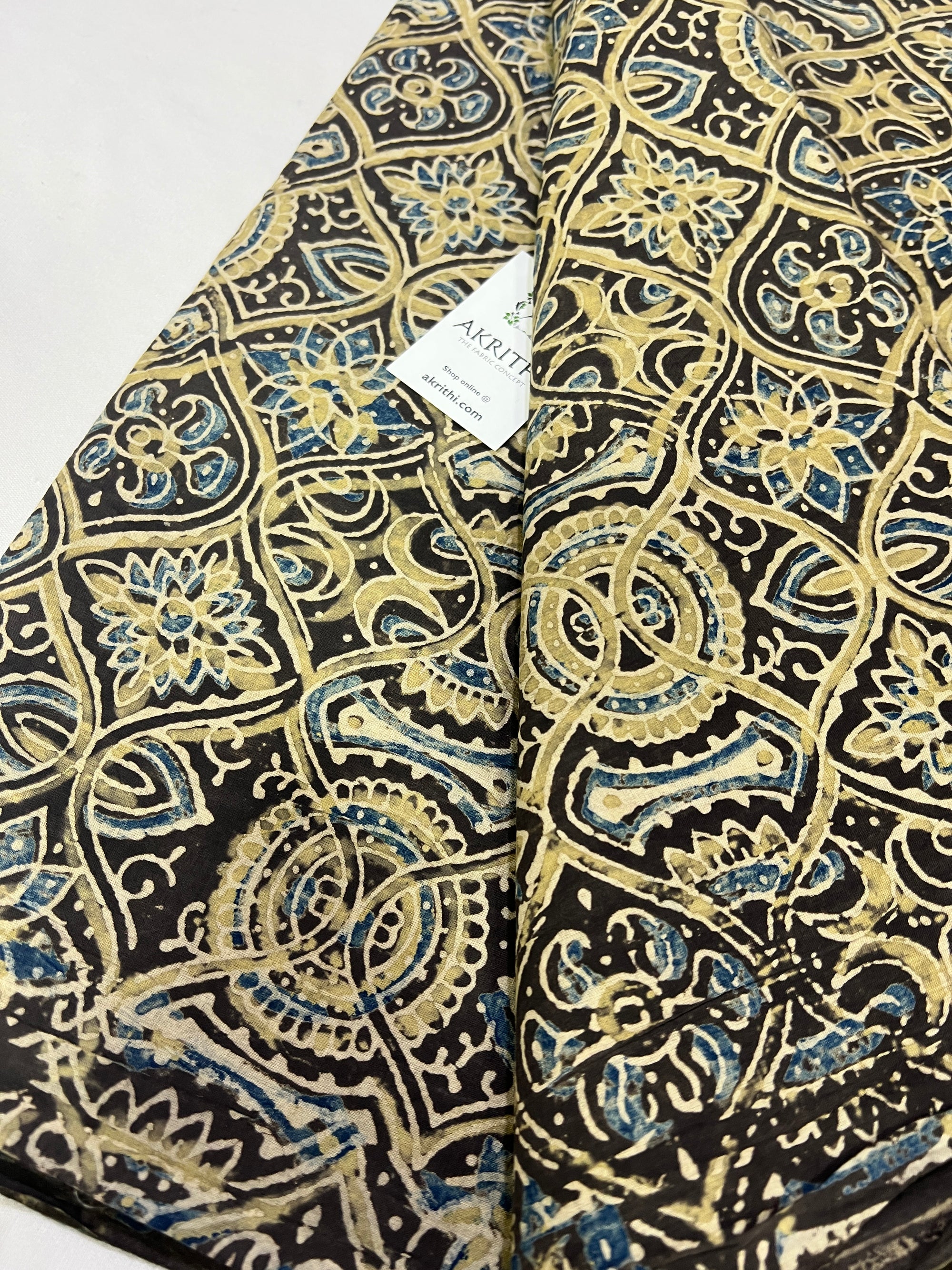 Hand block Printed ajrakh pure cotton fabric