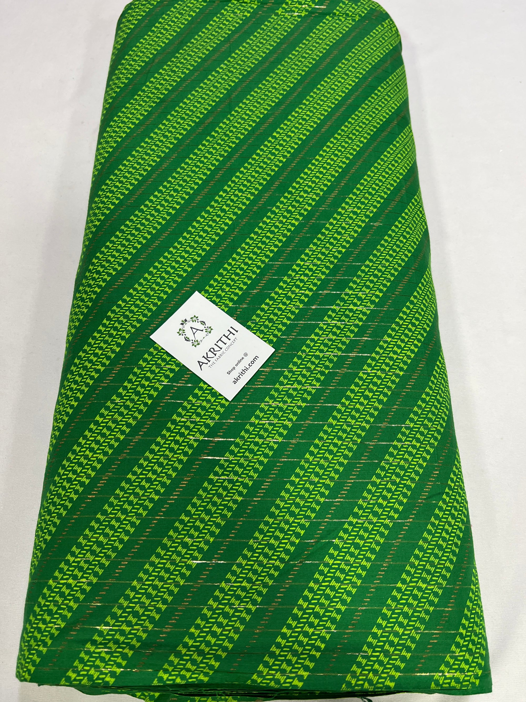 Printed pure cotton with golden zari fabric