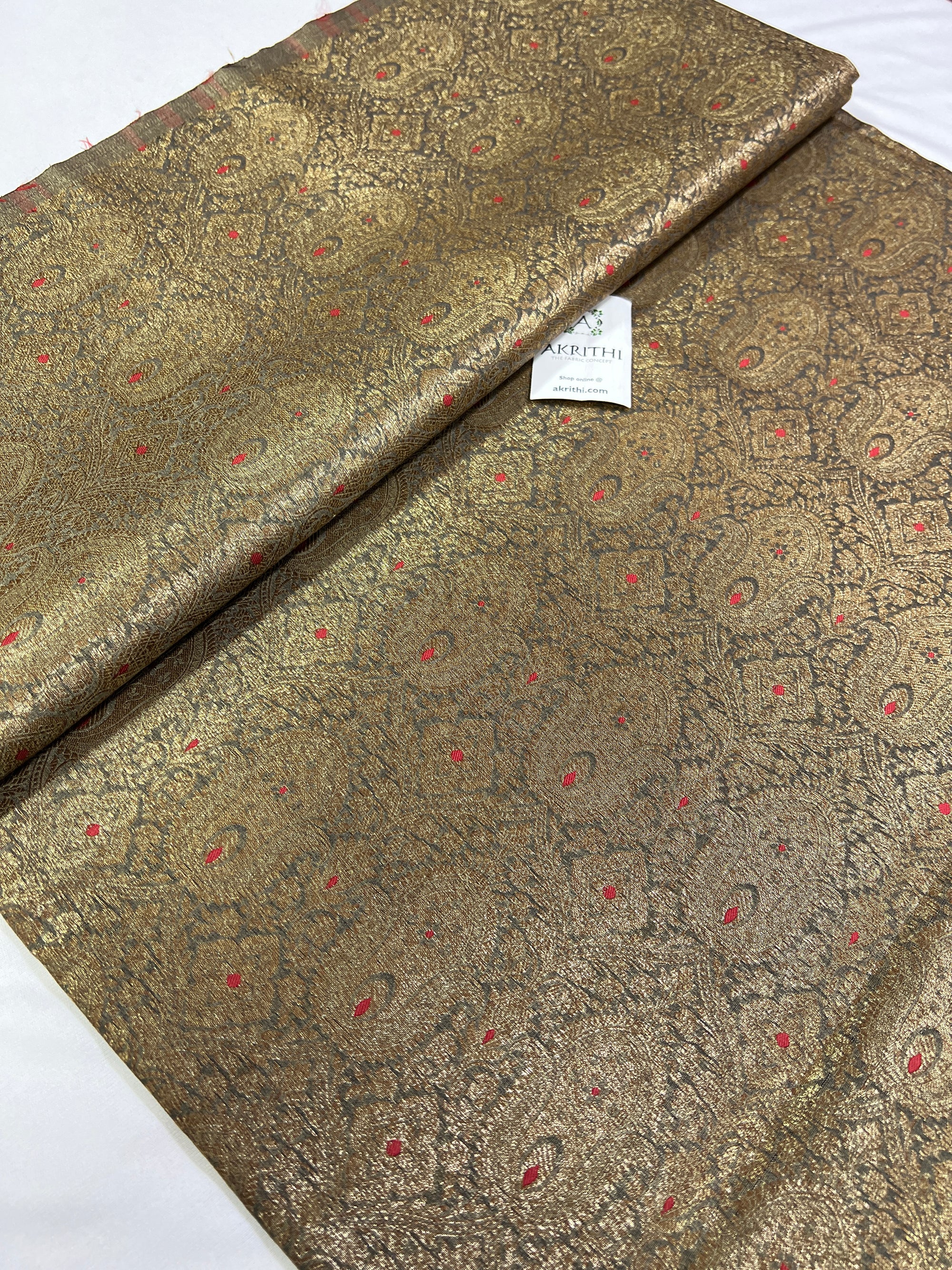 Handloom Banarasi brocade fabric antique zari