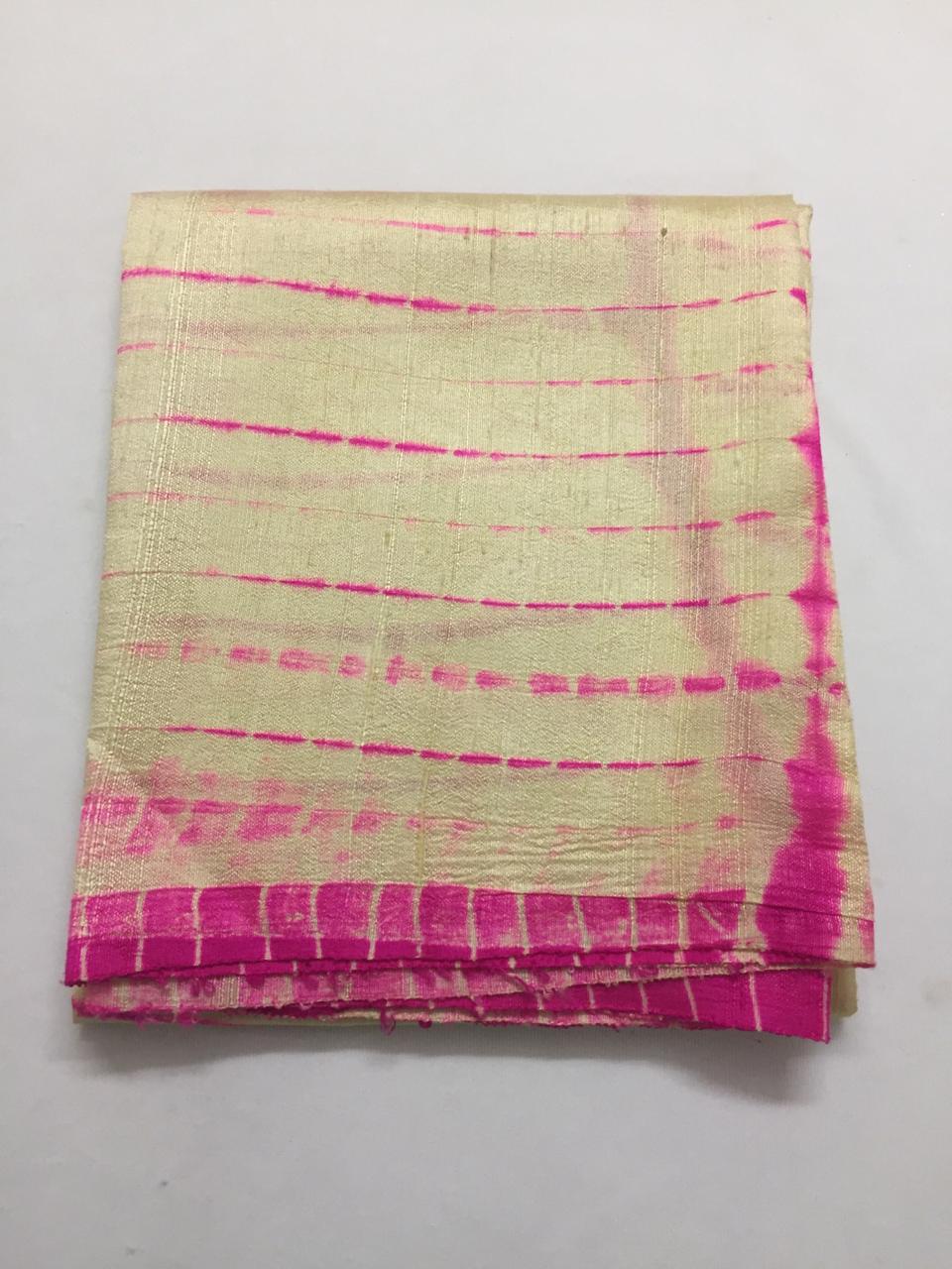 Shibori tie and dye pure raw silk fabric