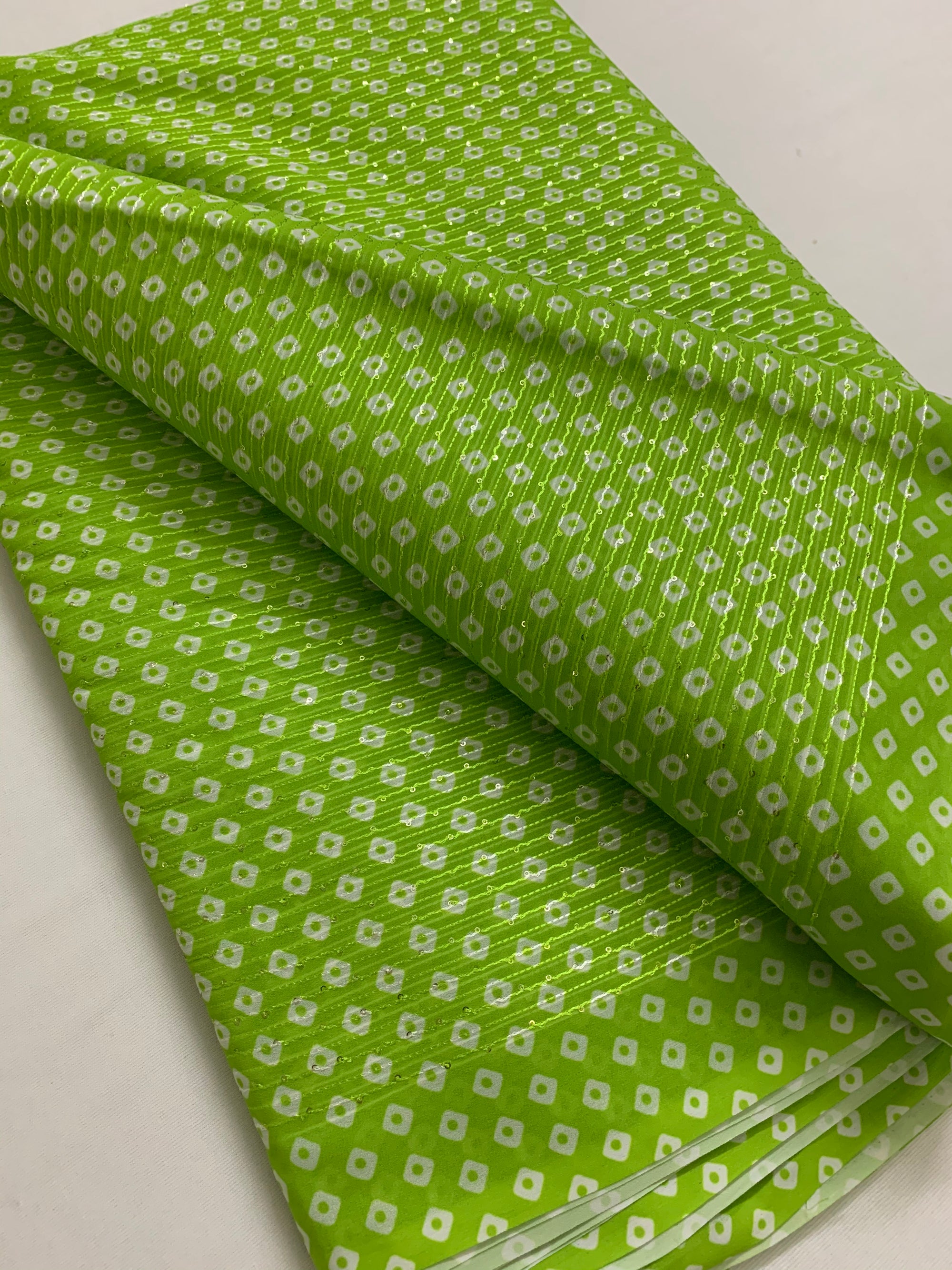 Embroidery on bandhani georgette fabric