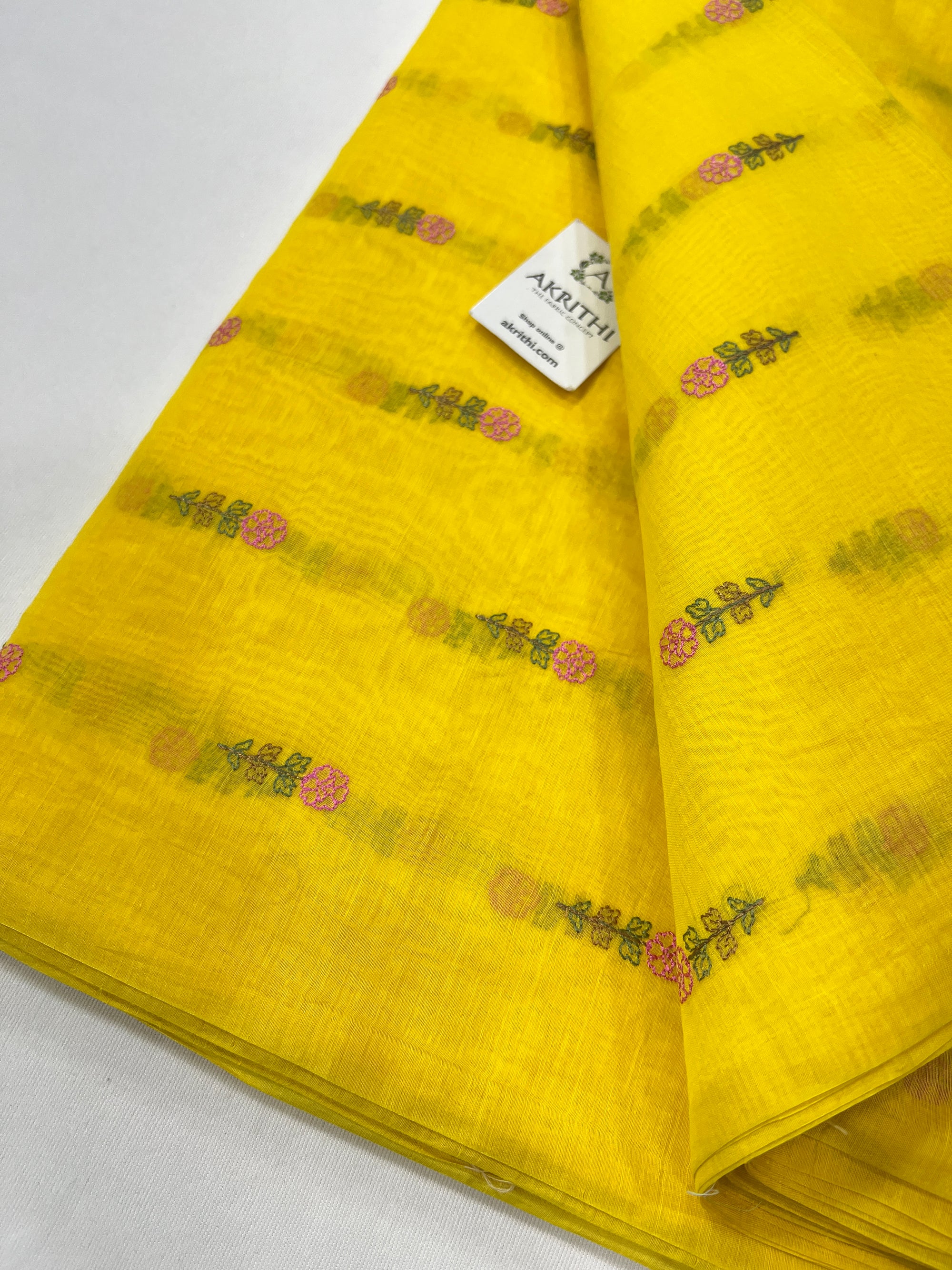 HANDLOOM MUL CHANDERI EMBROIDERED FABRIC