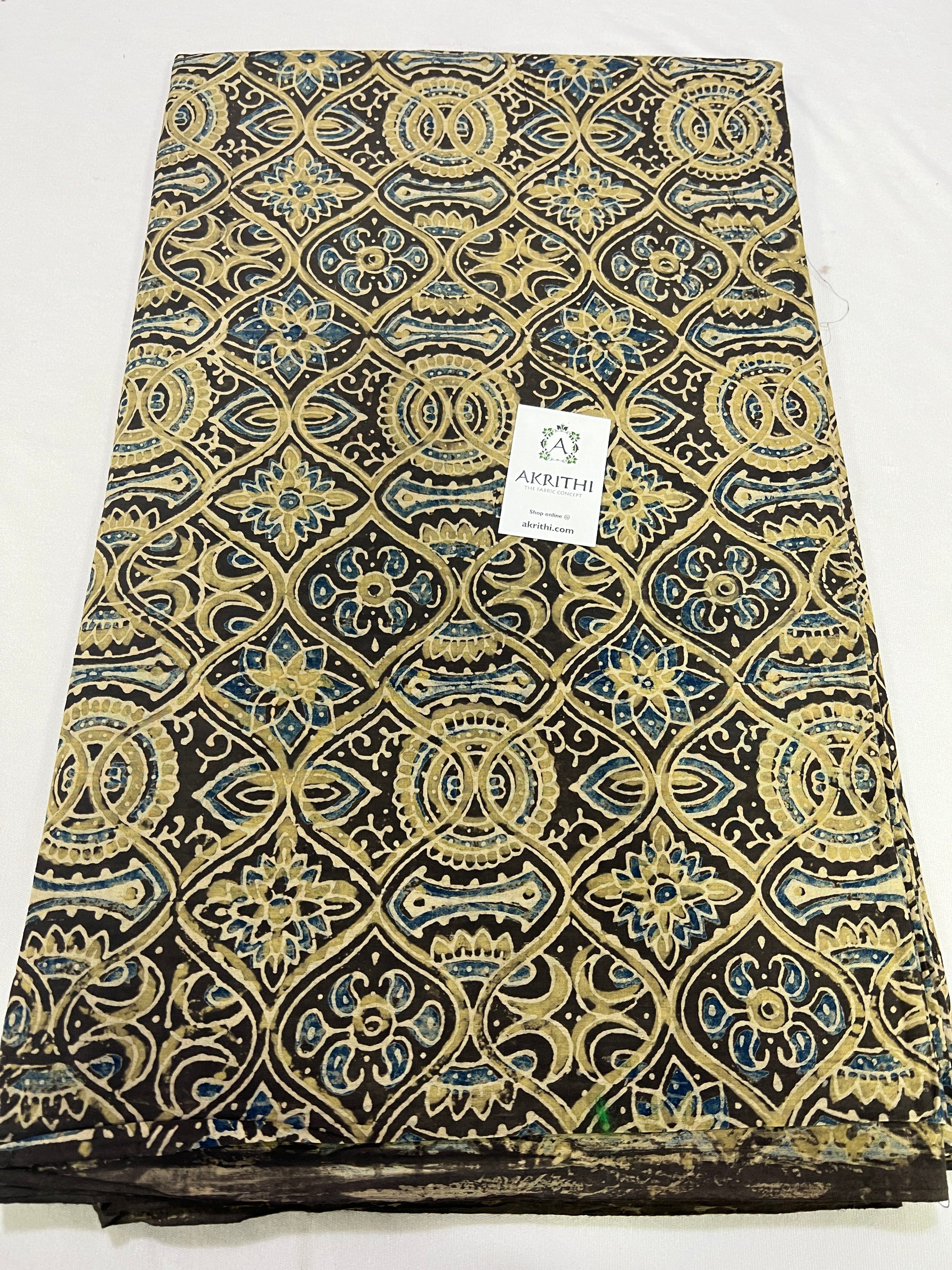 Hand block Printed ajrakh pure cotton fabric