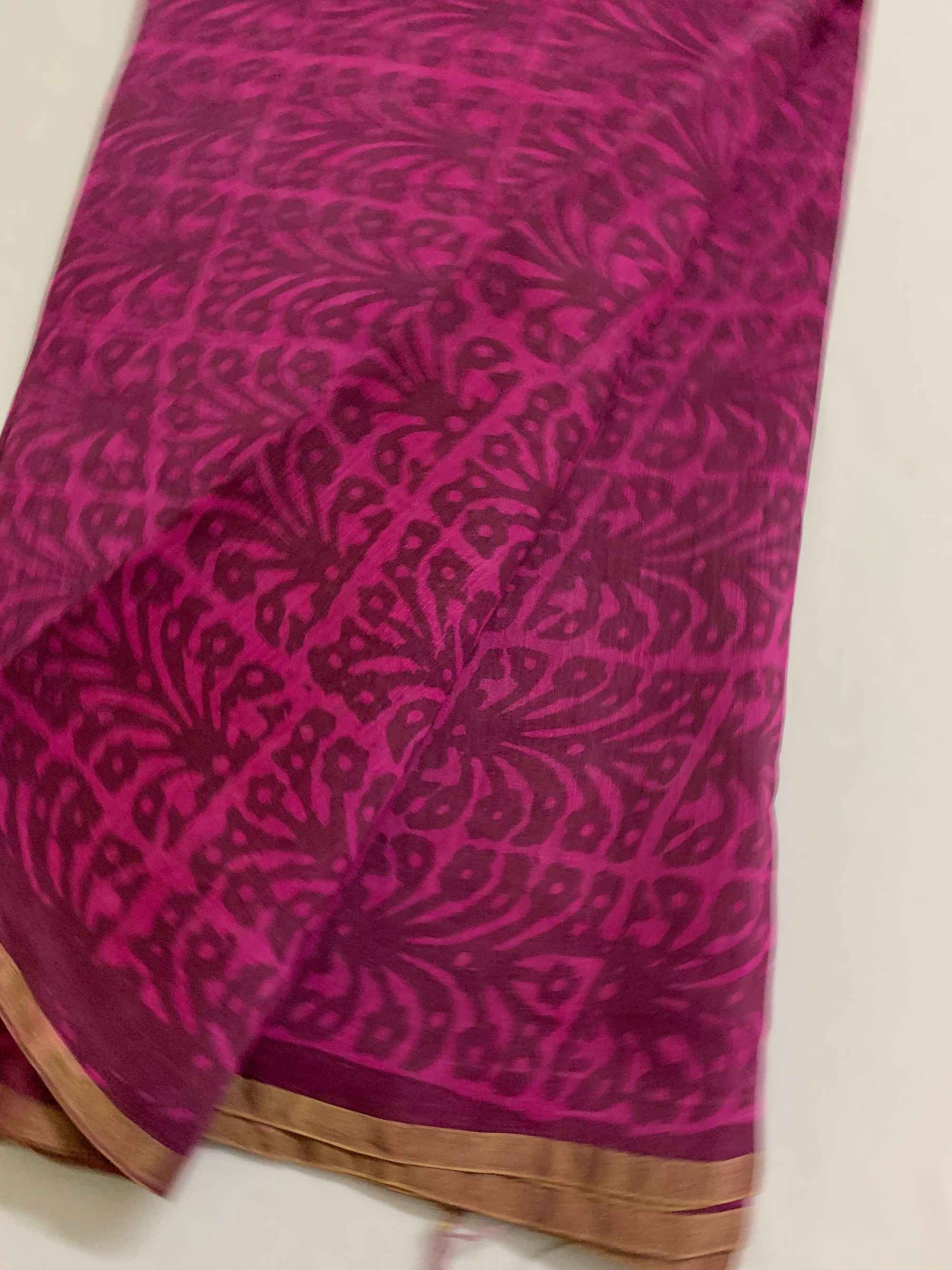 Handloom Printed pure linen silk fabric 70 cms cut