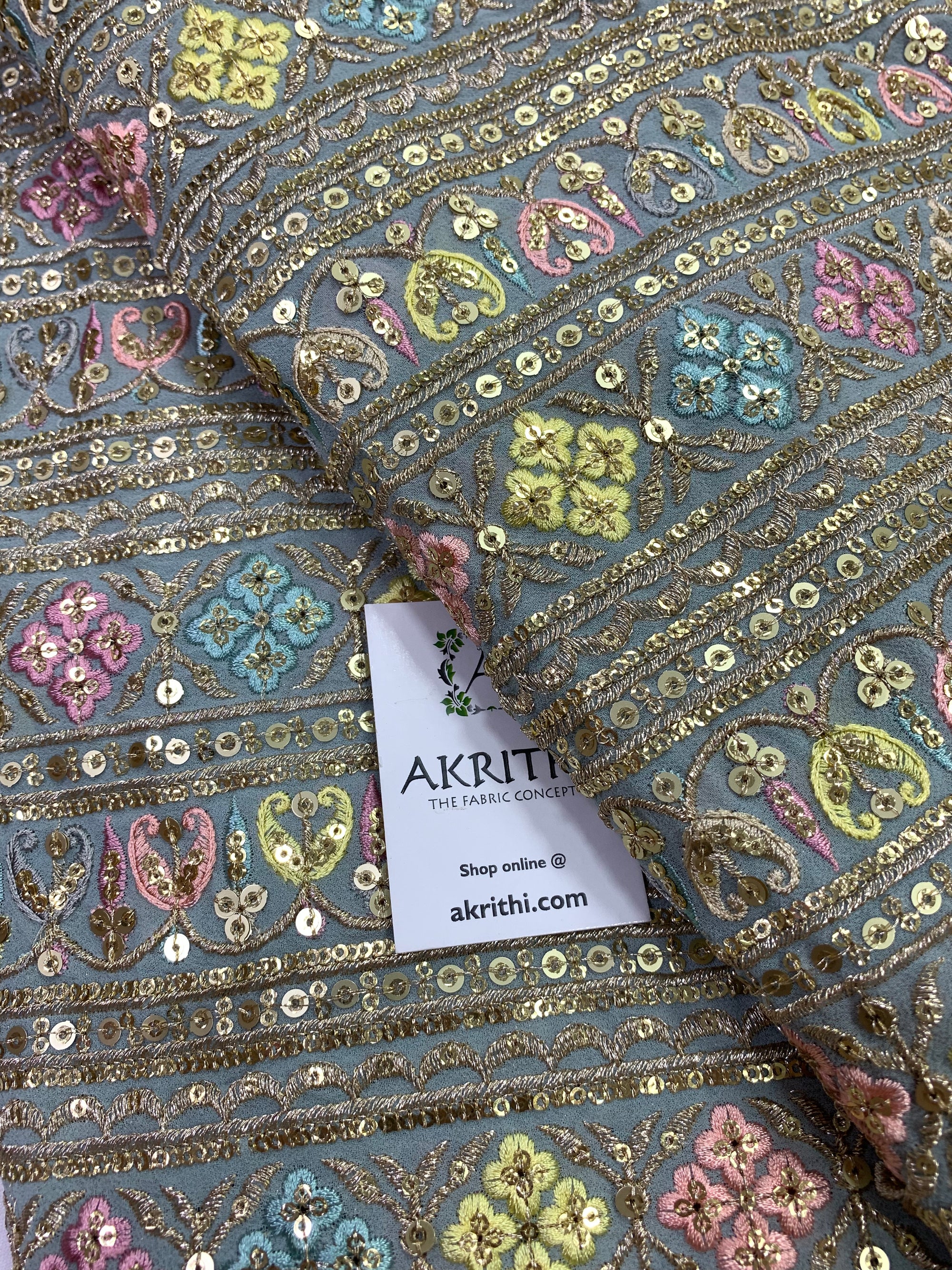 Embroidery on pure georgette fabric