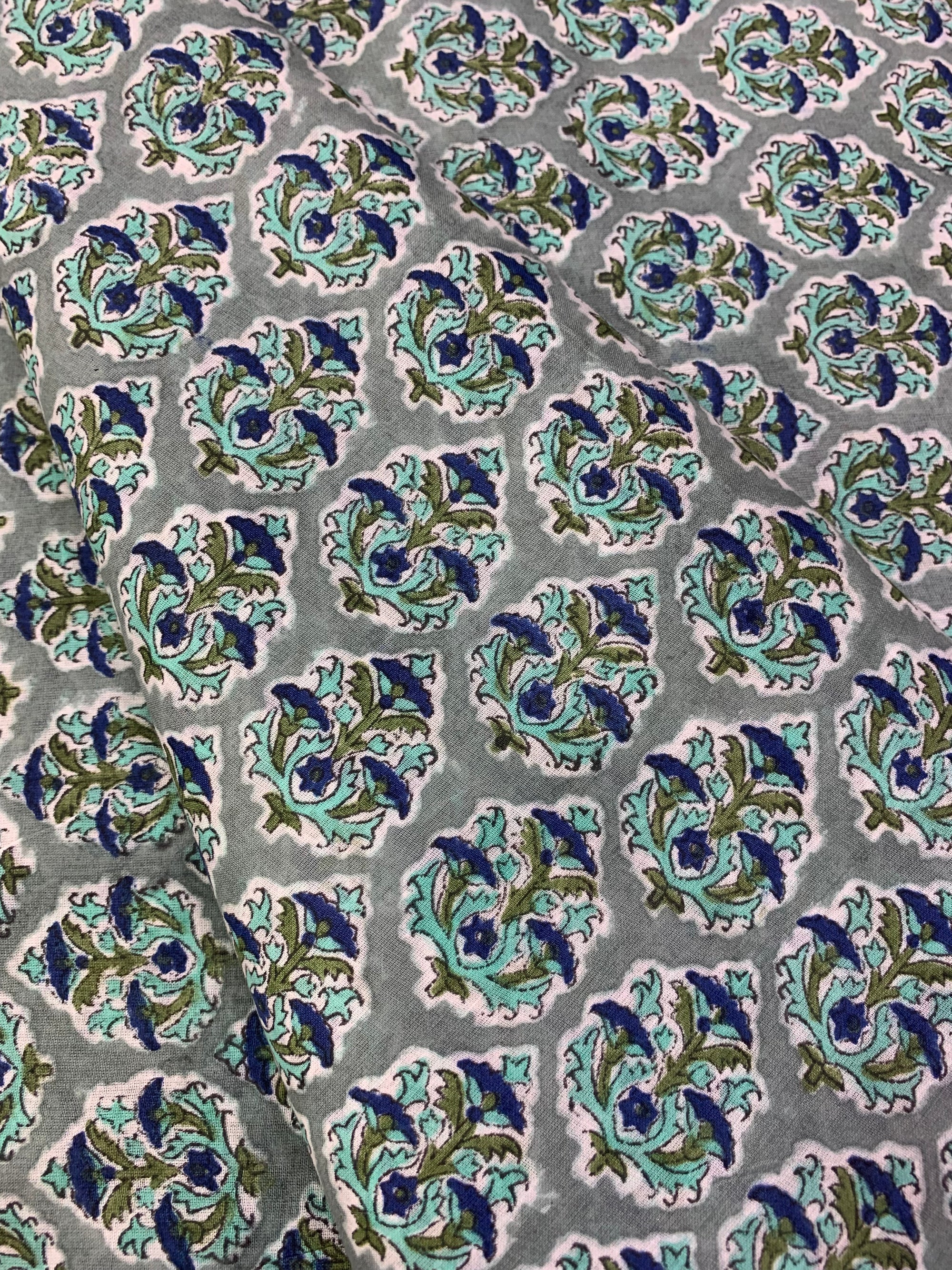 Hand Block Printed pure mul cotton fabric