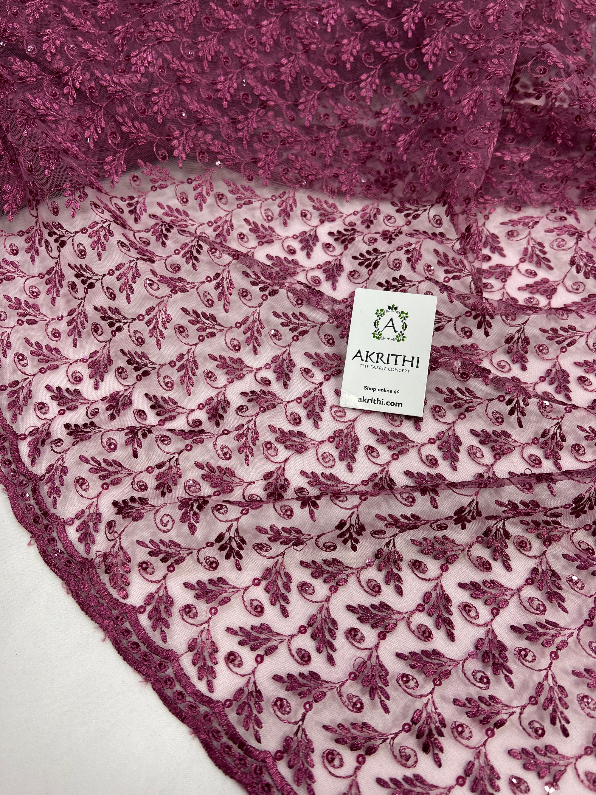 Embroidery on net fabric