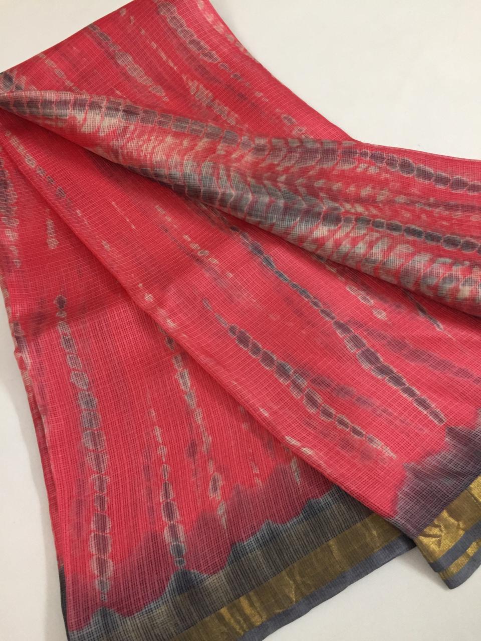 Tie and dye pure kota silk saree