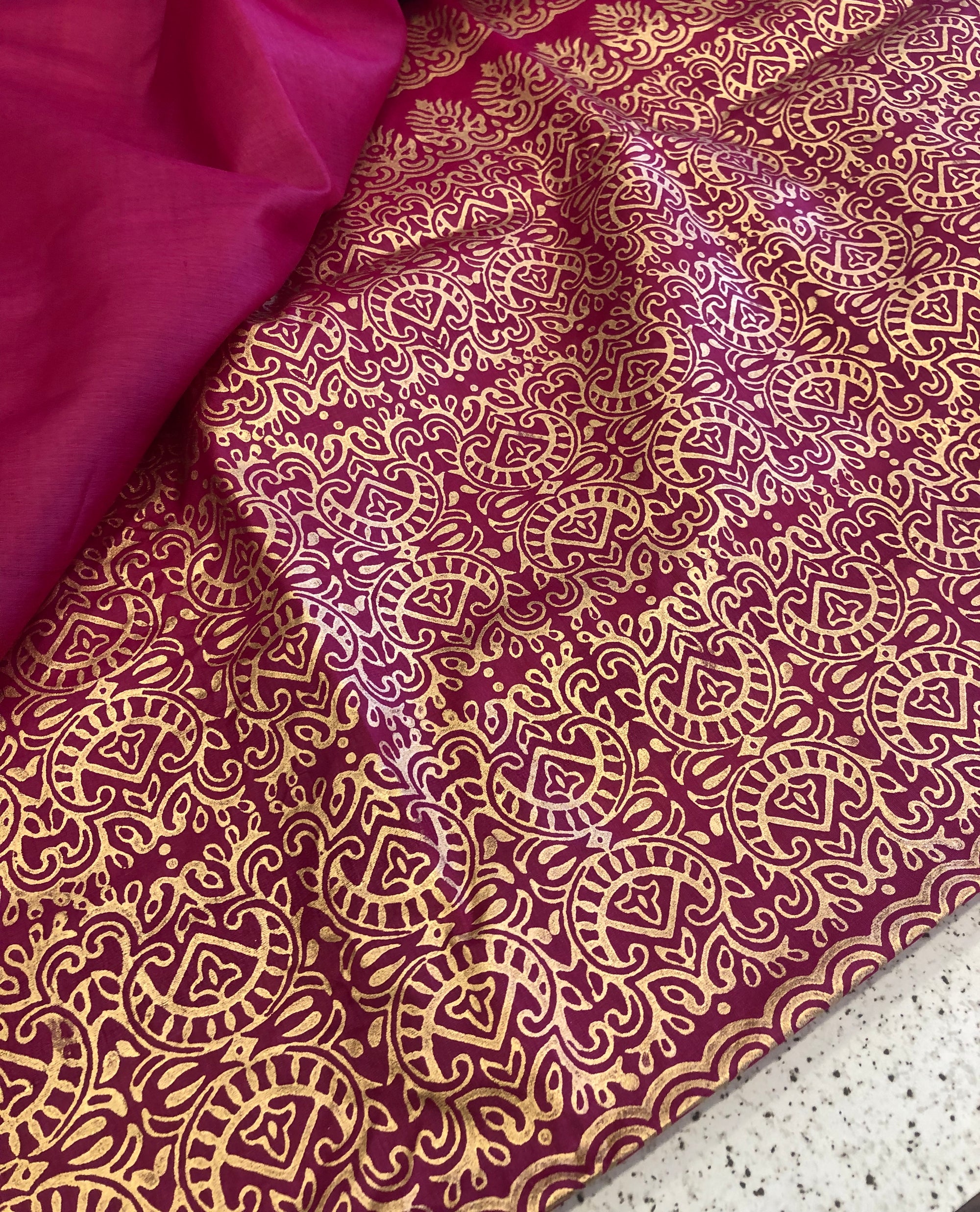Block printed Handloom pure tussar silk saree