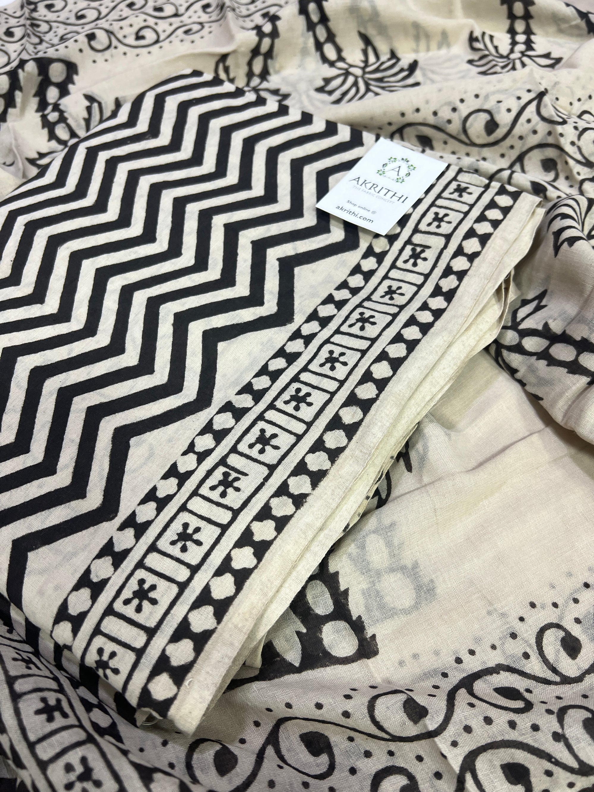 Hand block printed pure cotton salwar suit with dupatta