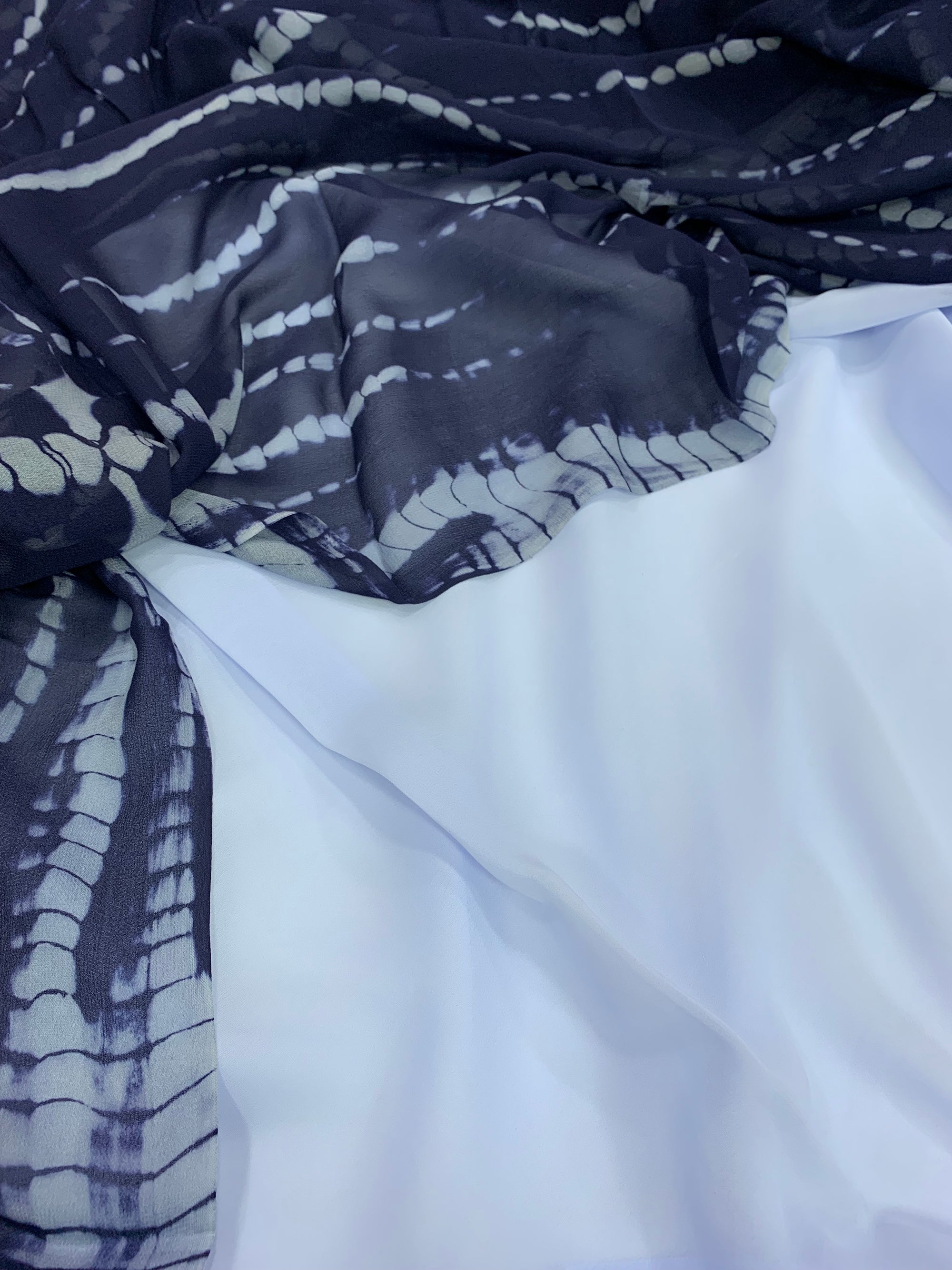 Georgette top with tie and dye georgette dupatta
