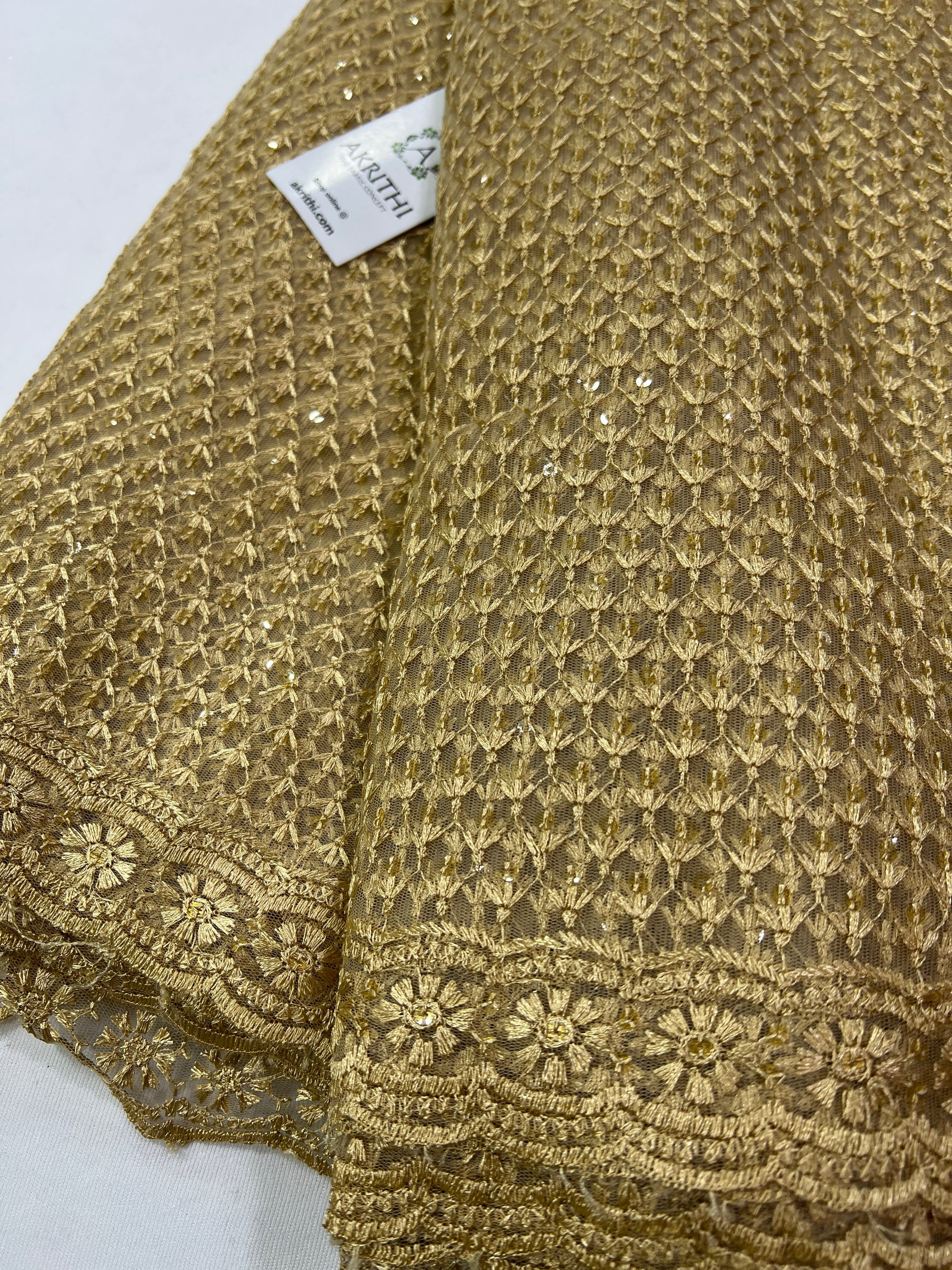 Embroidery on net fabric 35 cms cut
