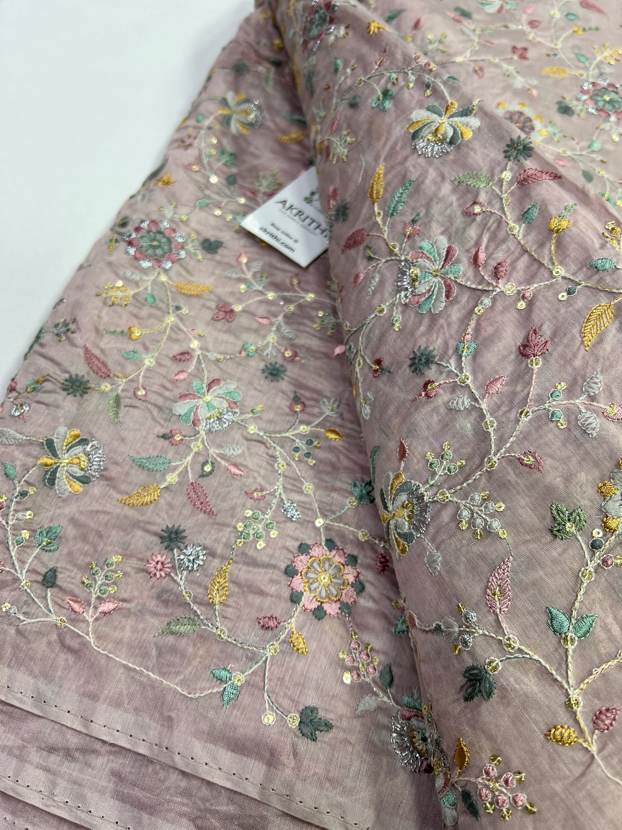 Embroidery on chanderi fabric