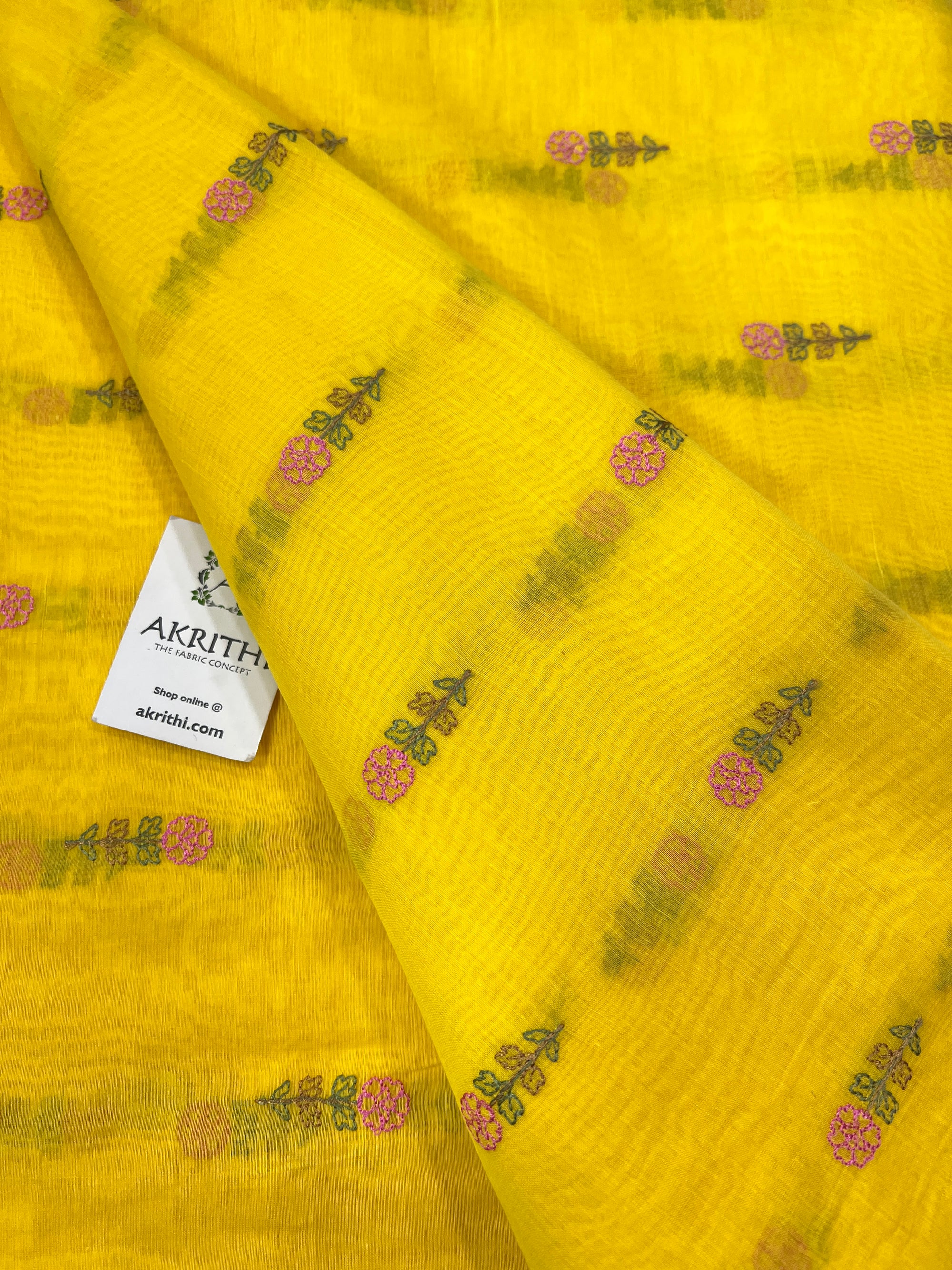 HANDLOOM MUL CHANDERI EMBROIDERED FABRIC