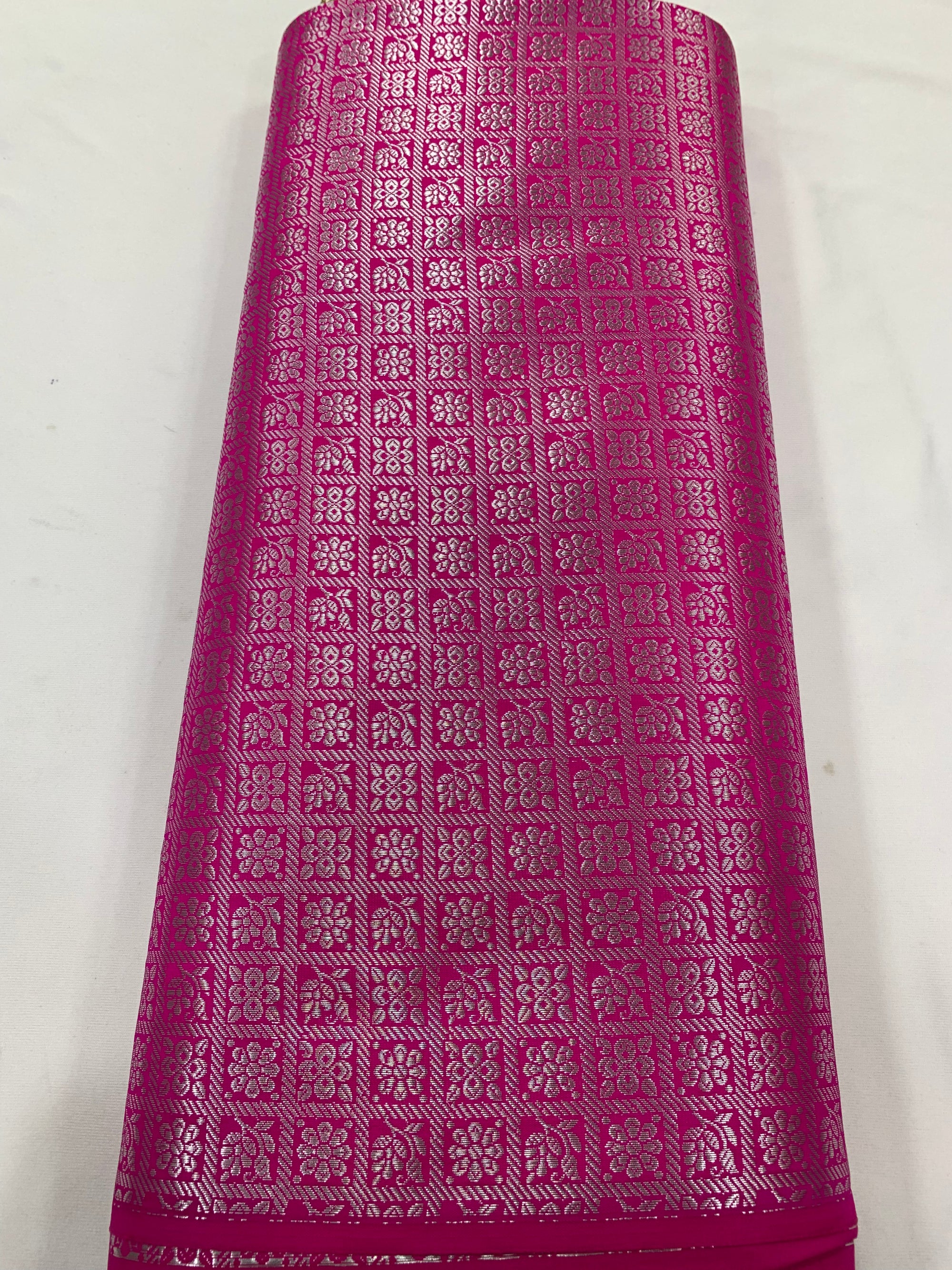 Banarasi brocade fabric with silver zari