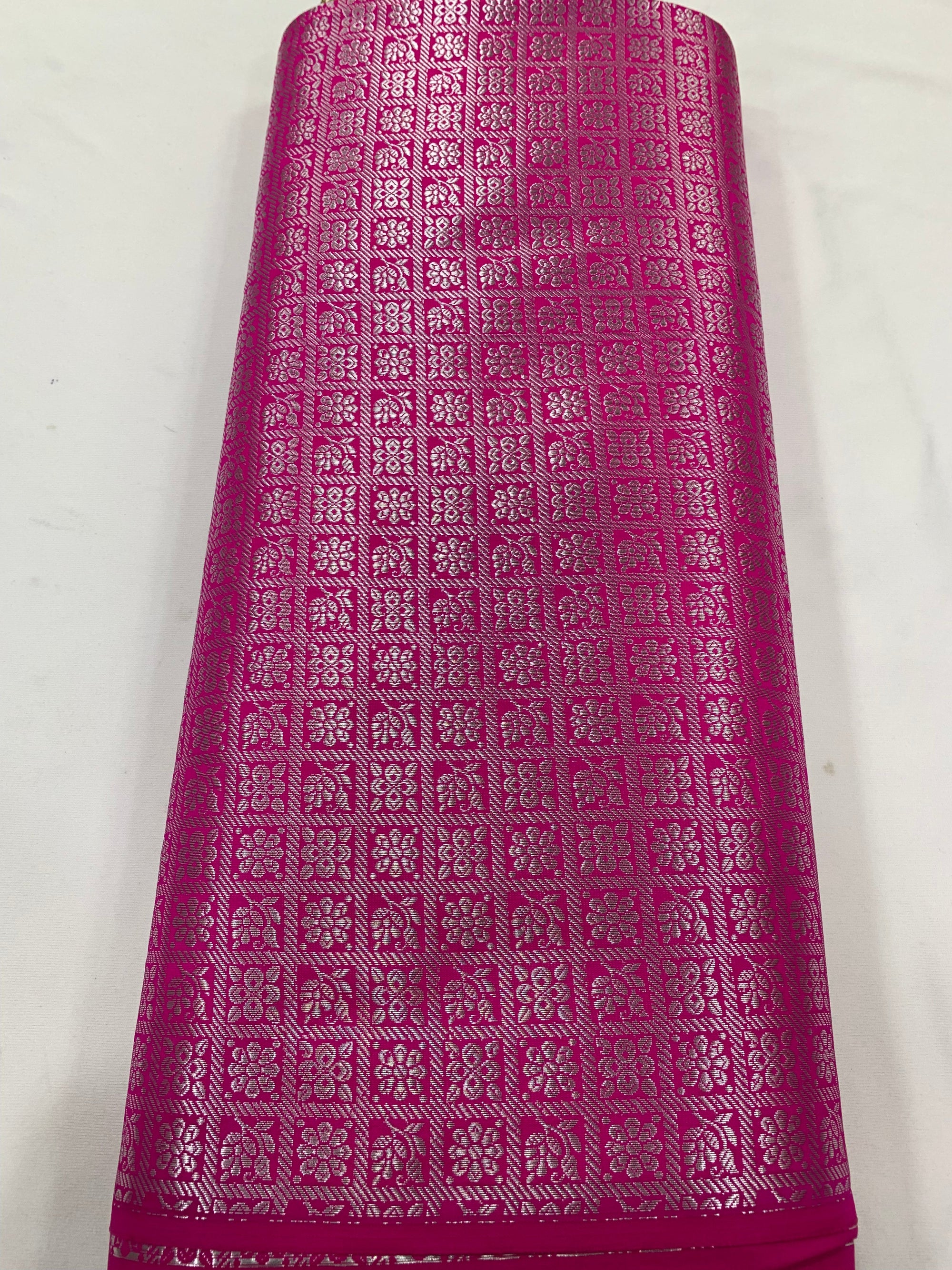 Banarasi brocade fabric with silver zari 40 cms cut