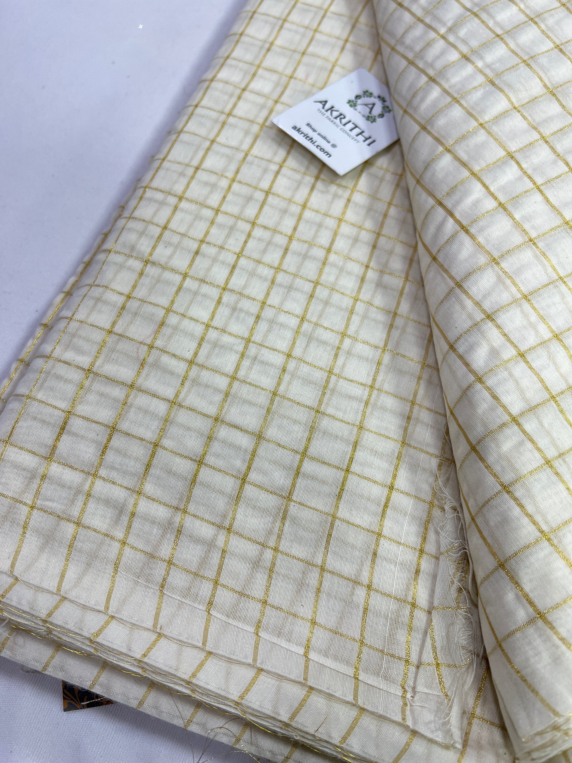 Dyeable Silk cotton with zari checks fabric