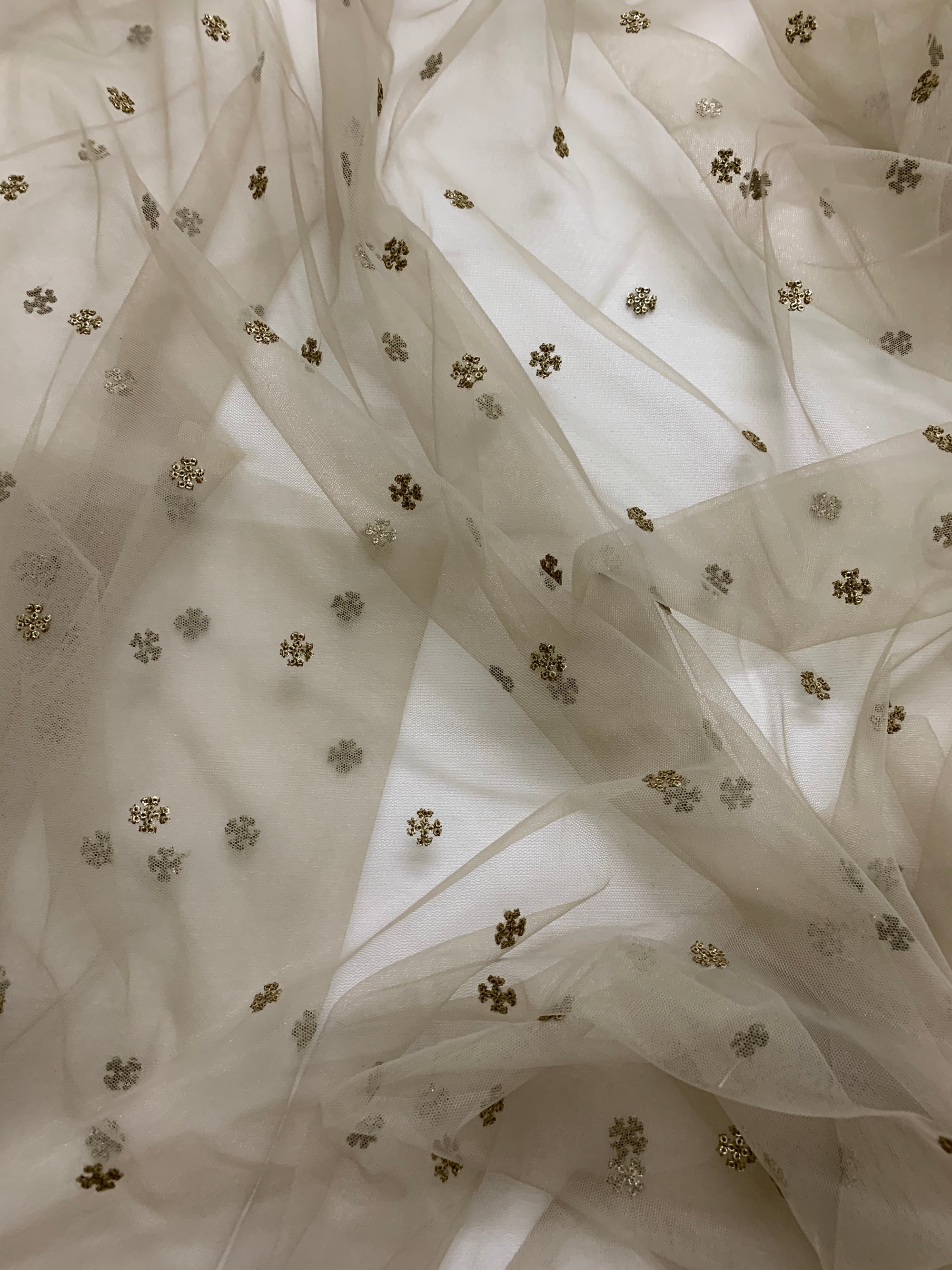 Embroidery on net fabric 1.2 metres cut