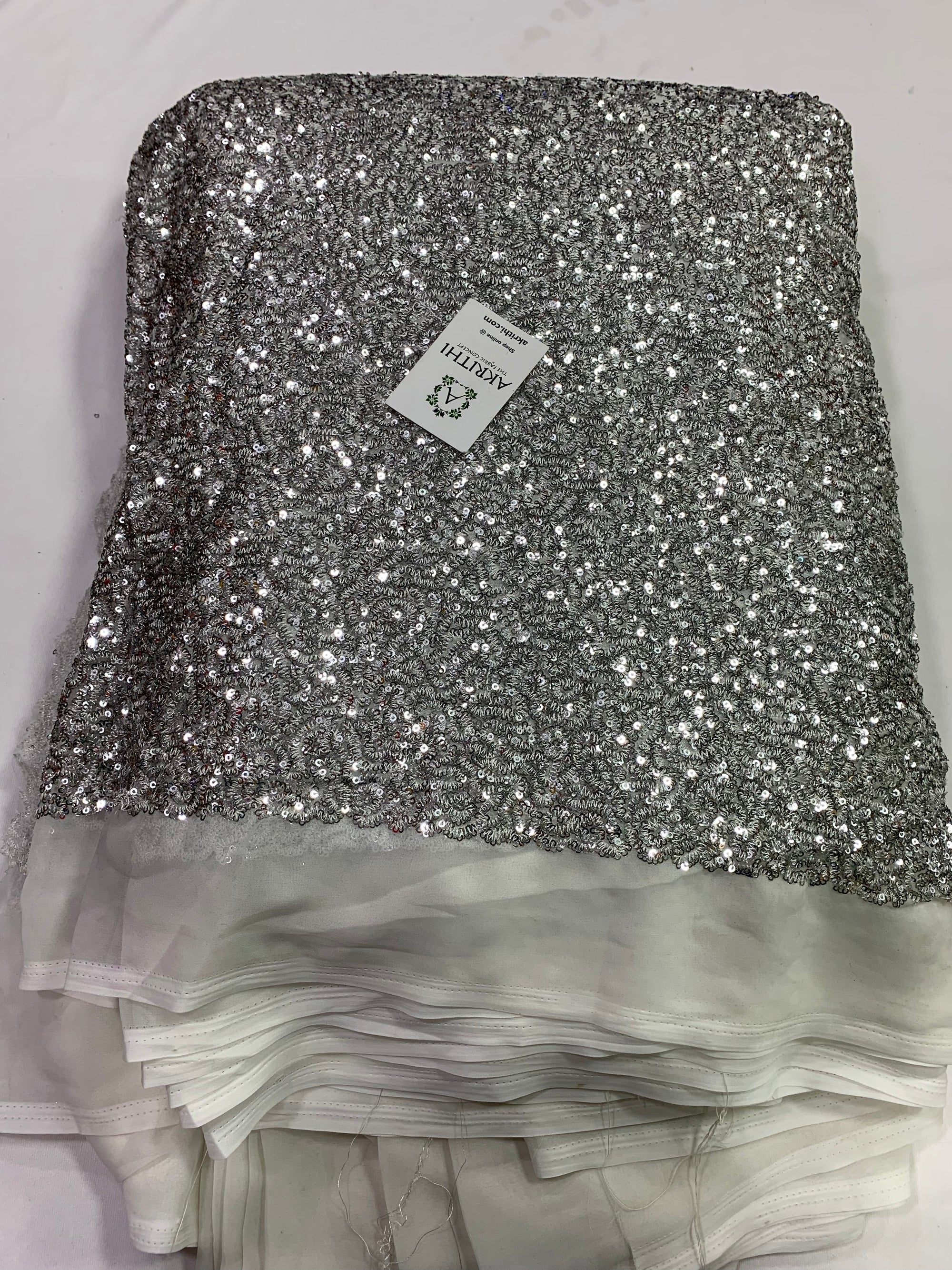 Sequins on pure georgette fabric