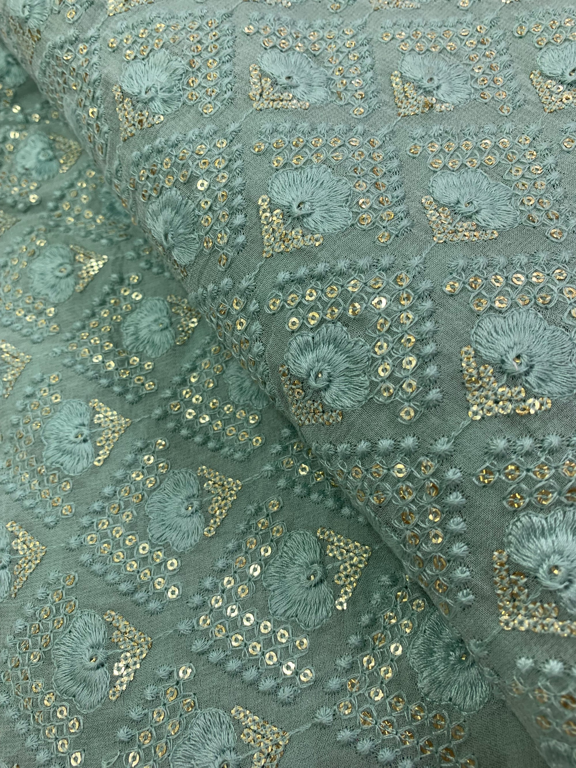 Embroidery on pure georgette fabric