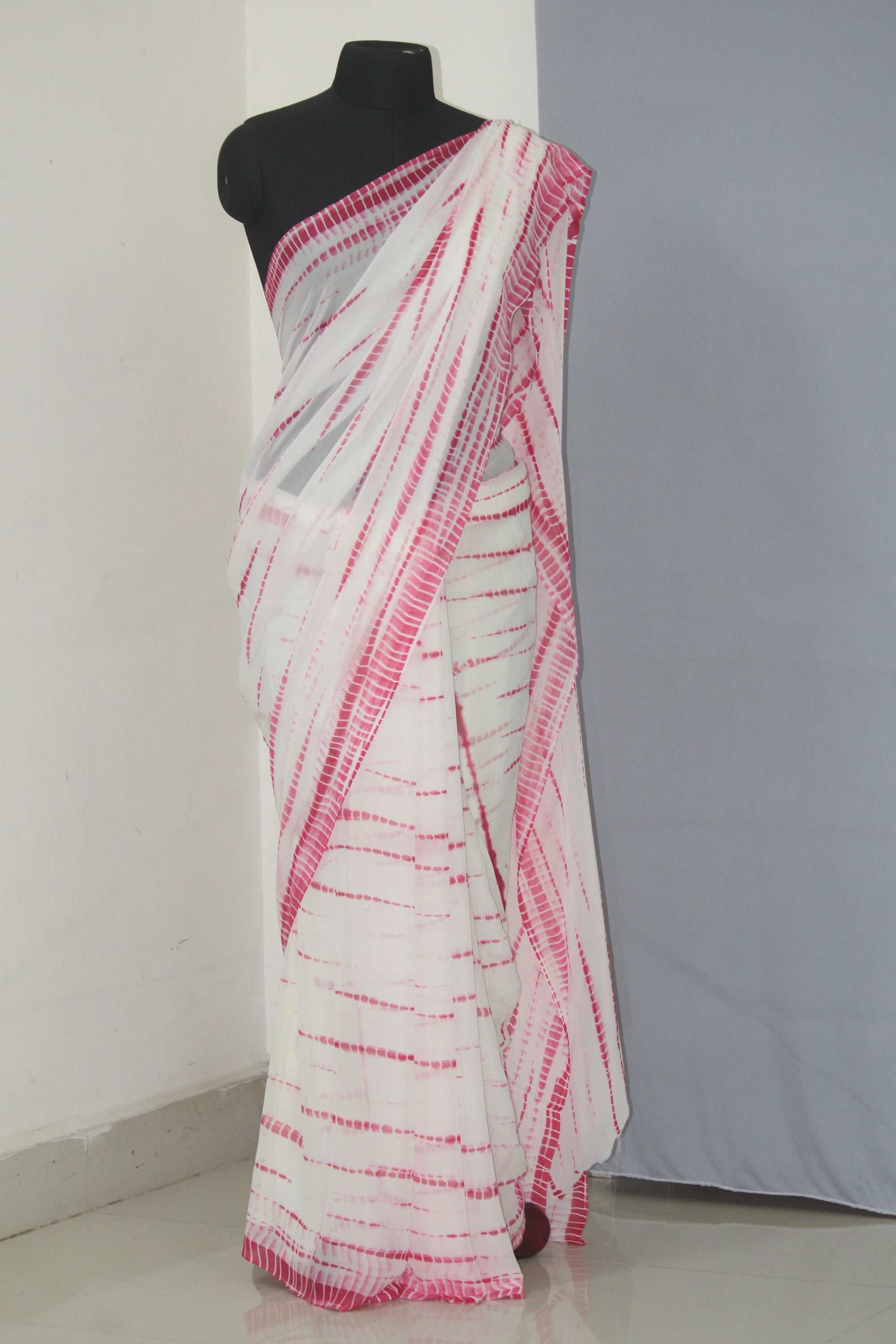 Shibori tie and dye georgette saree