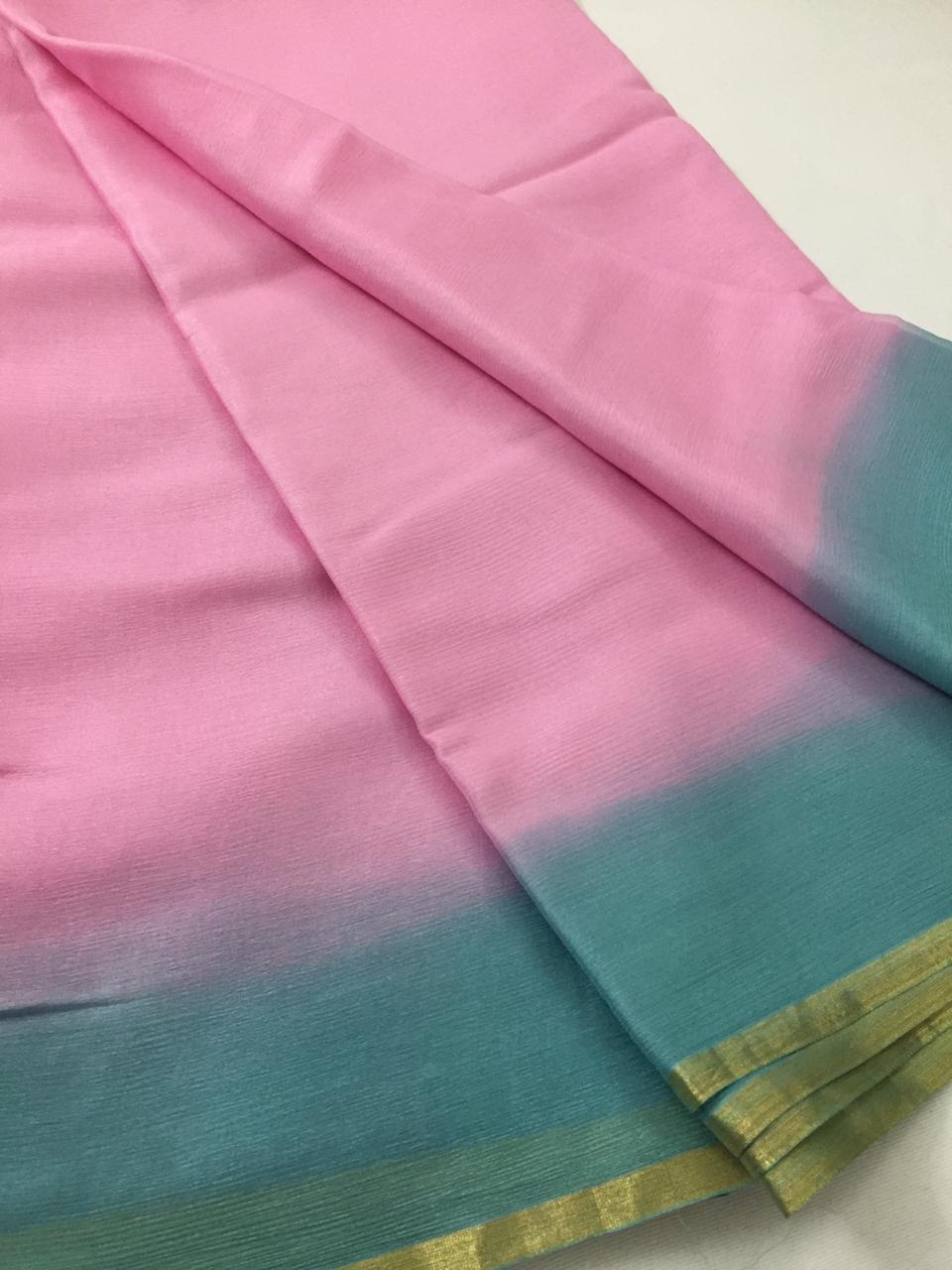 Double shaded pure silk chiffon saree