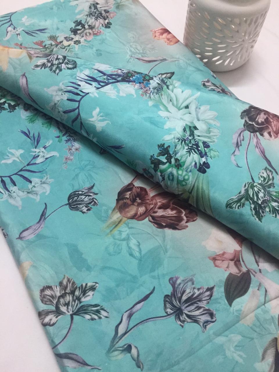 Digital floral printed crepe fabric