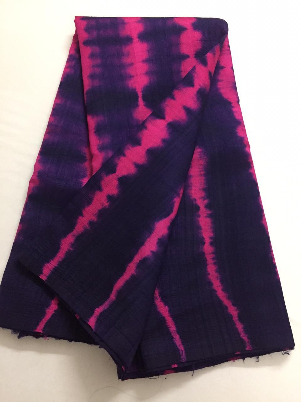 Shibori tie and dye pure raw silk fabric