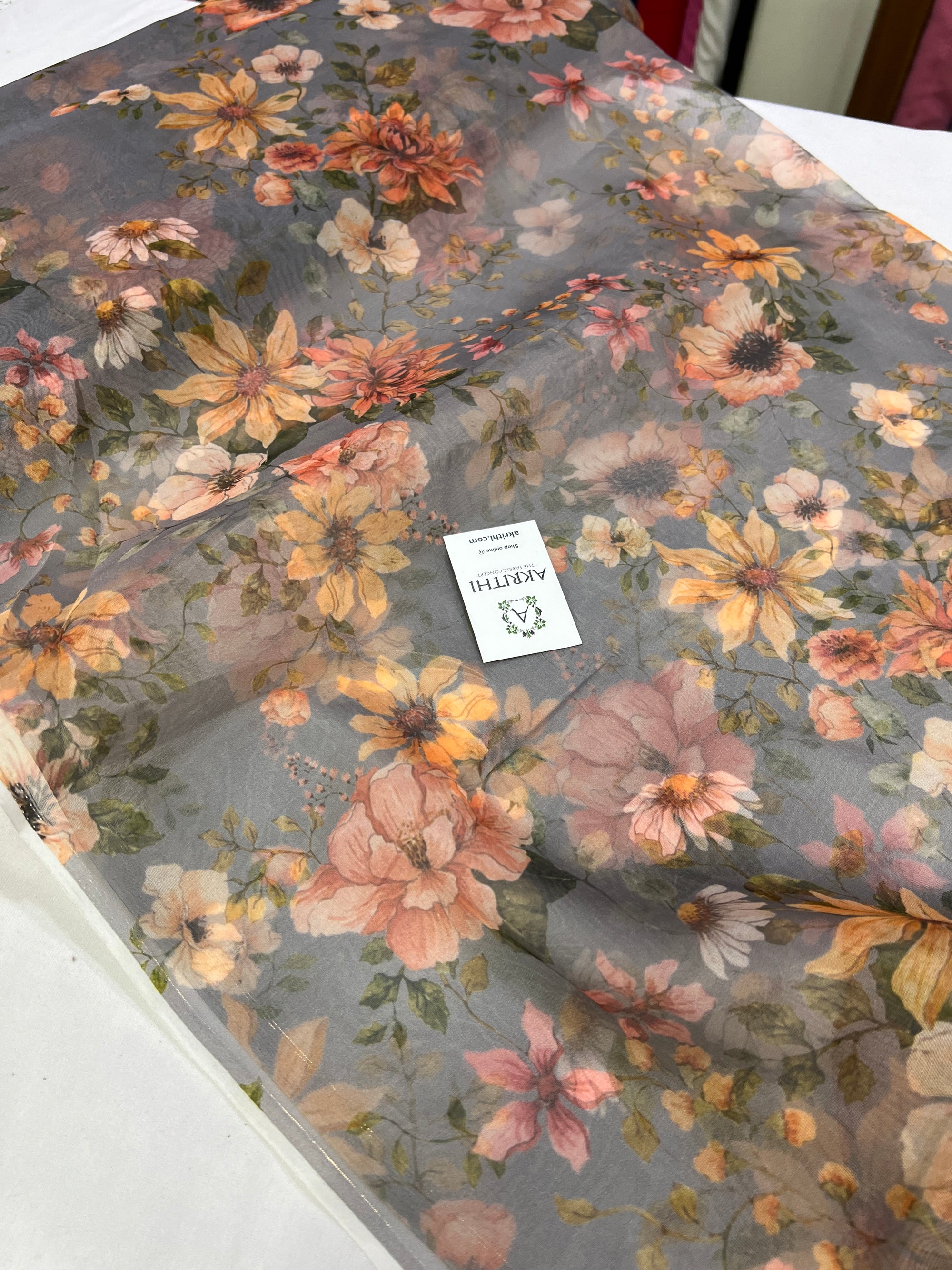 Digital floral Printed organza fabric