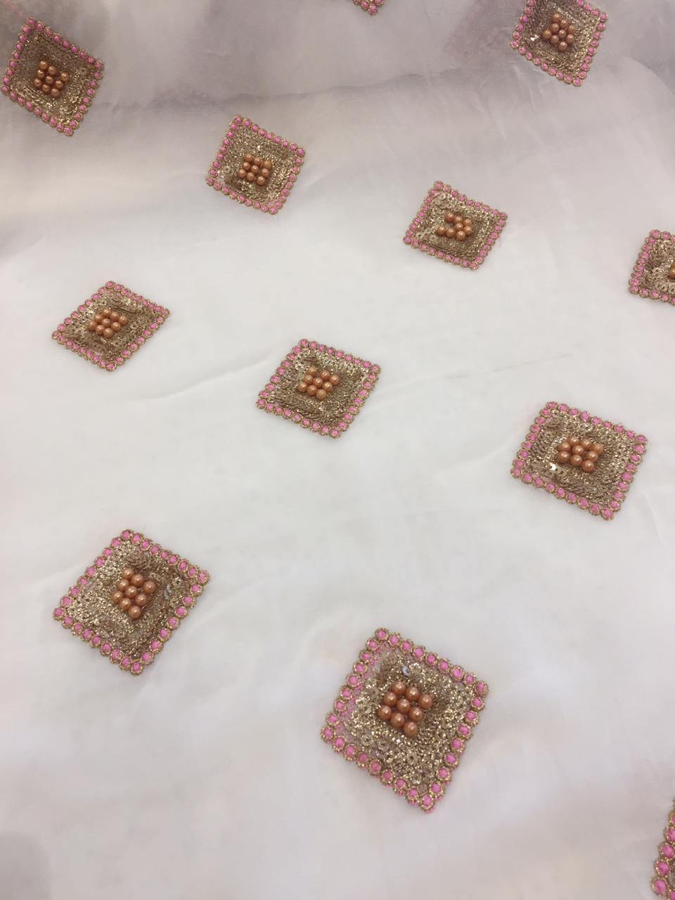Embroidery on dyeable georgette fabric
