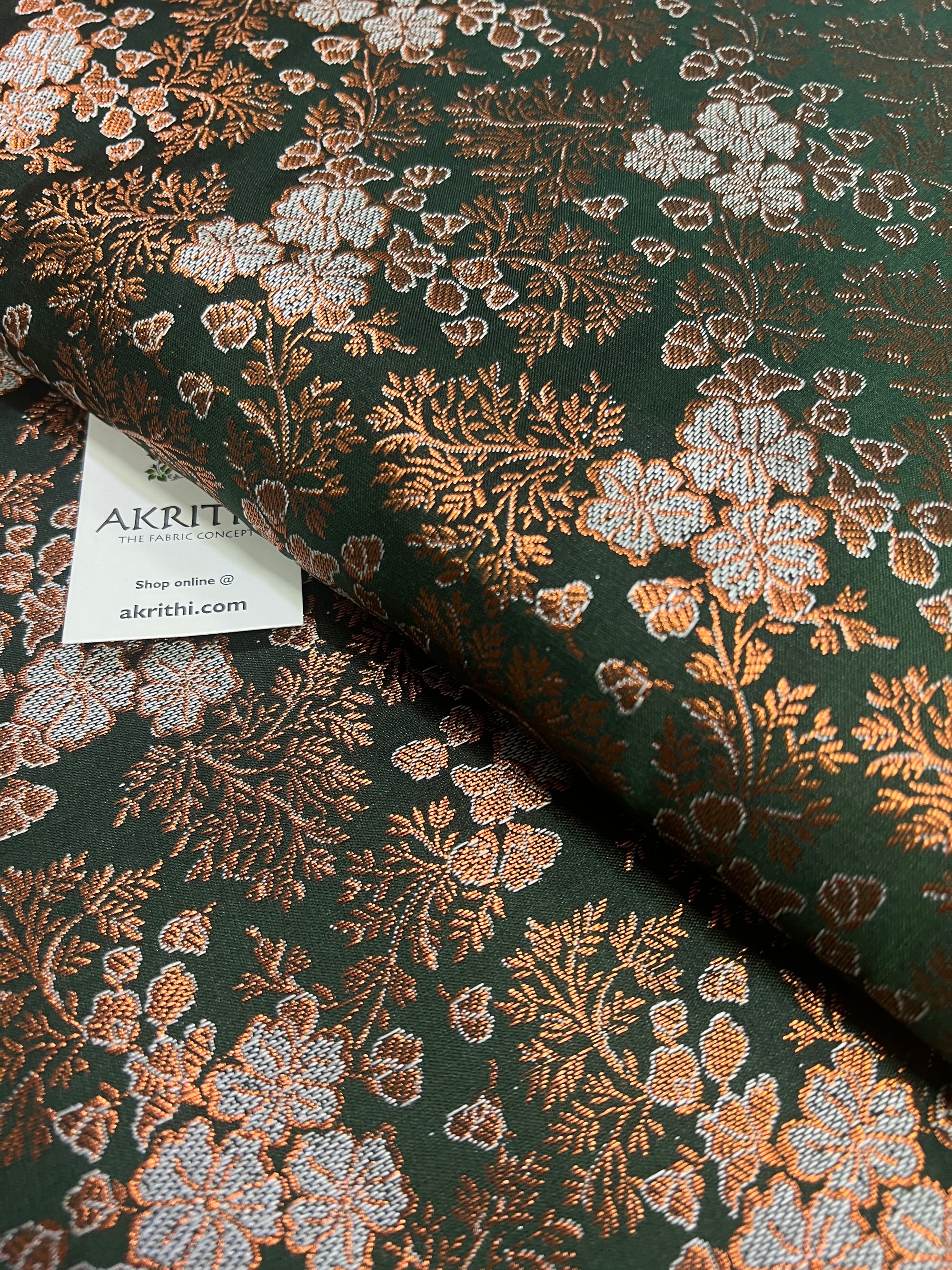 Banarasi brocade fabric with copper zari