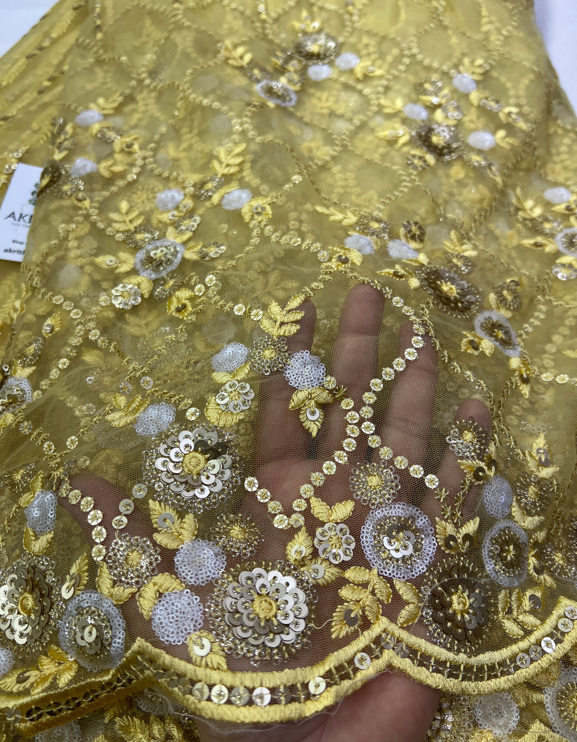 Embroidery on net fabric