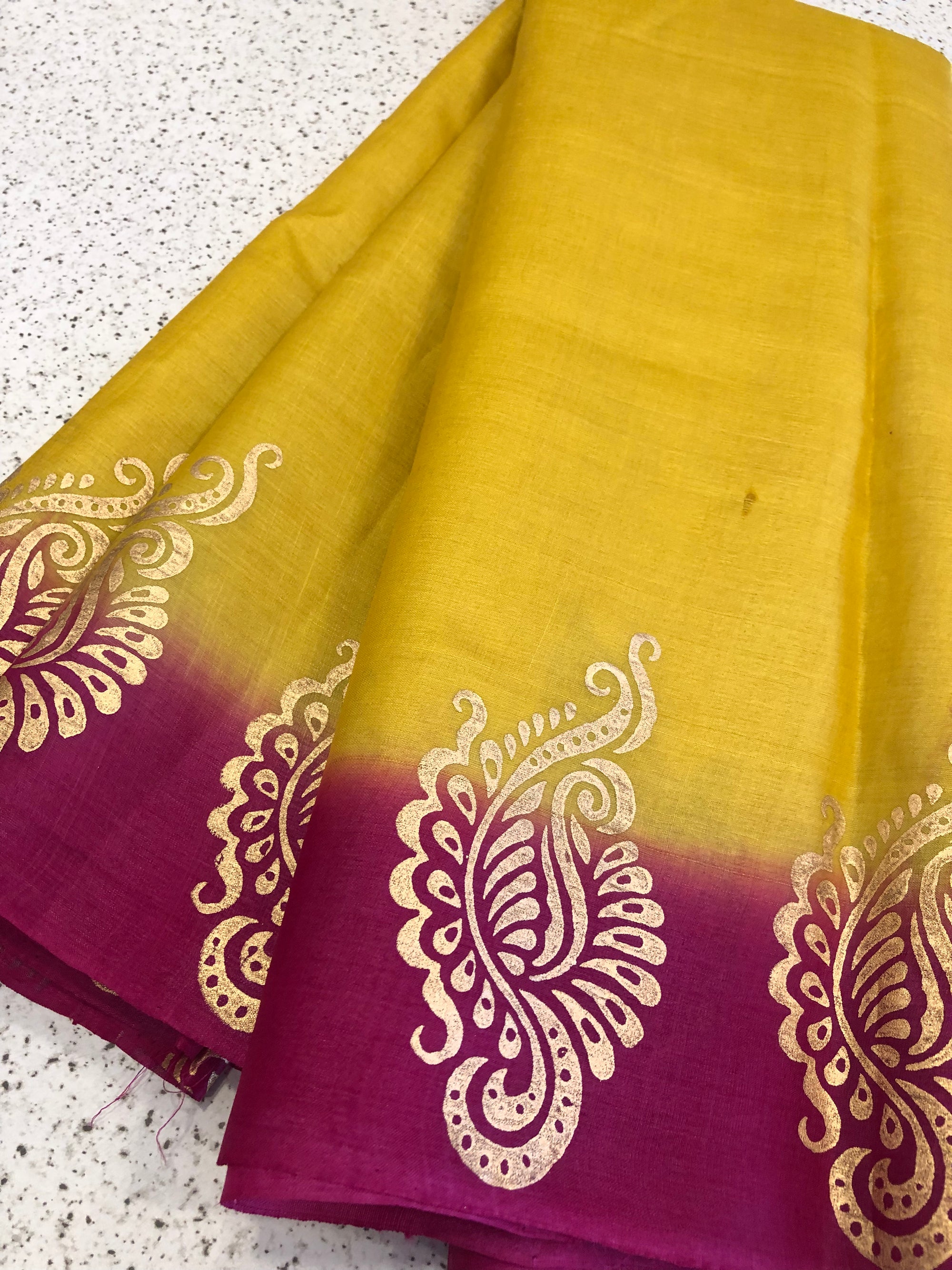 Block printed Handloom pure tussar silk saree