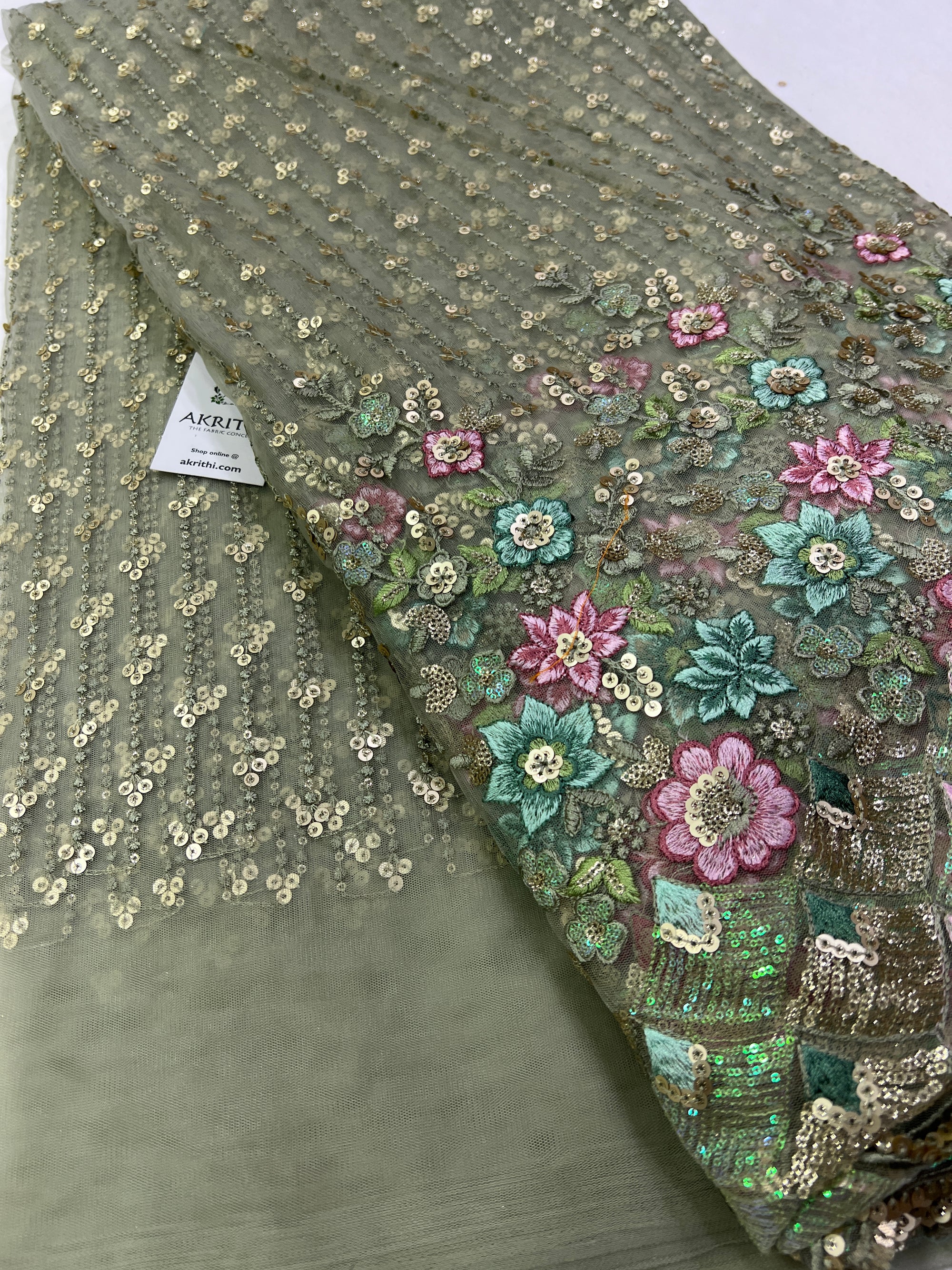 Embroidery on net fabric