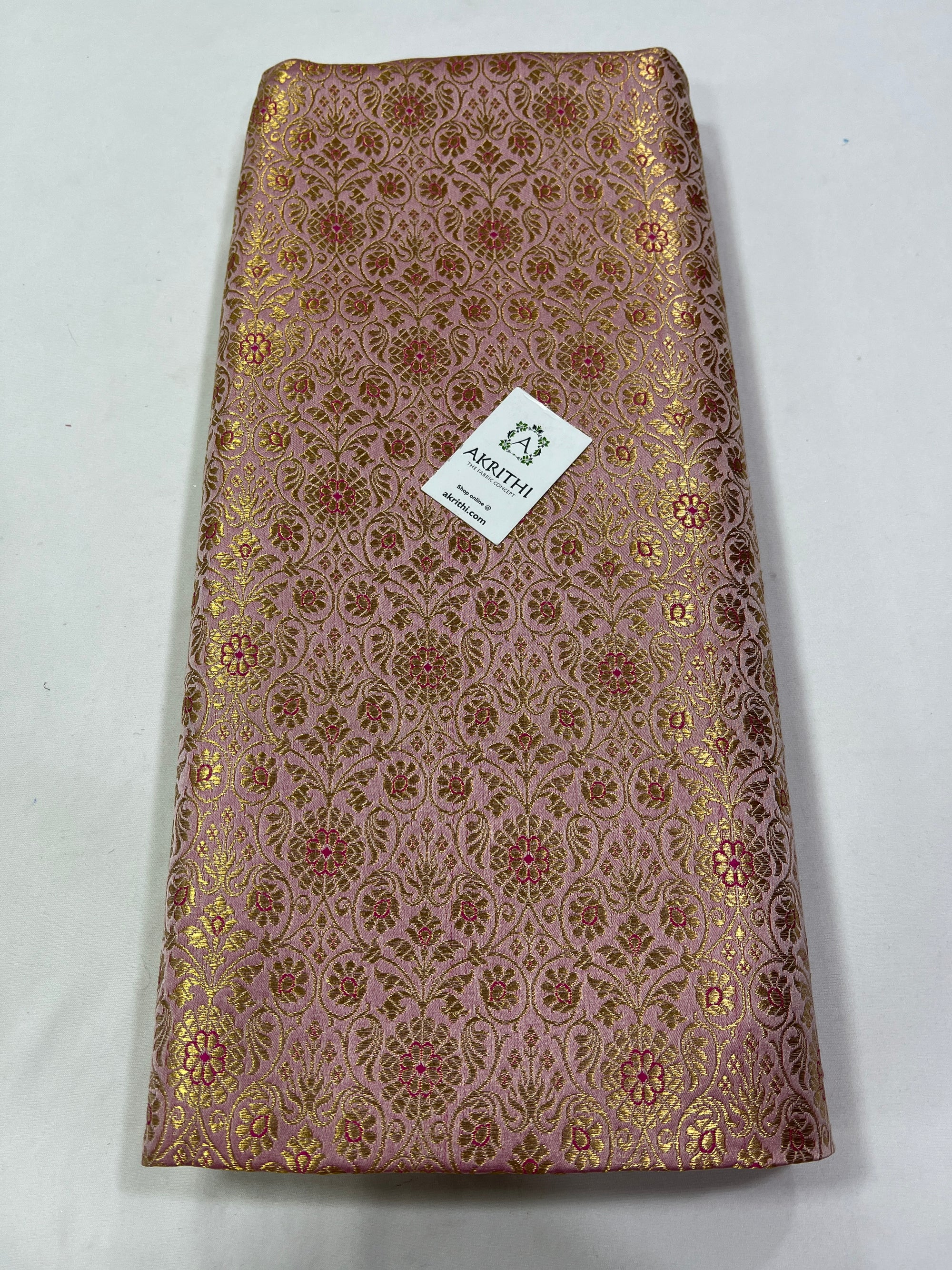 Banarasi brocade fabric onion pink