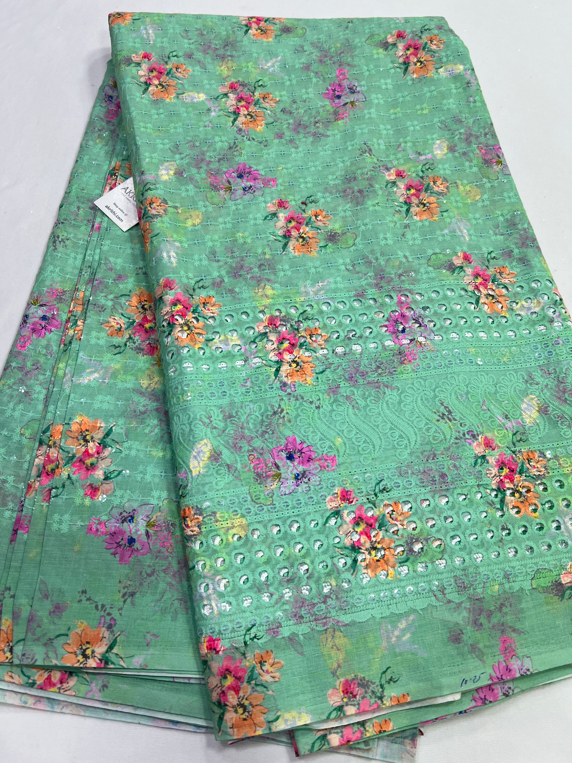 Hakoba printed Cotton schiffli fabric