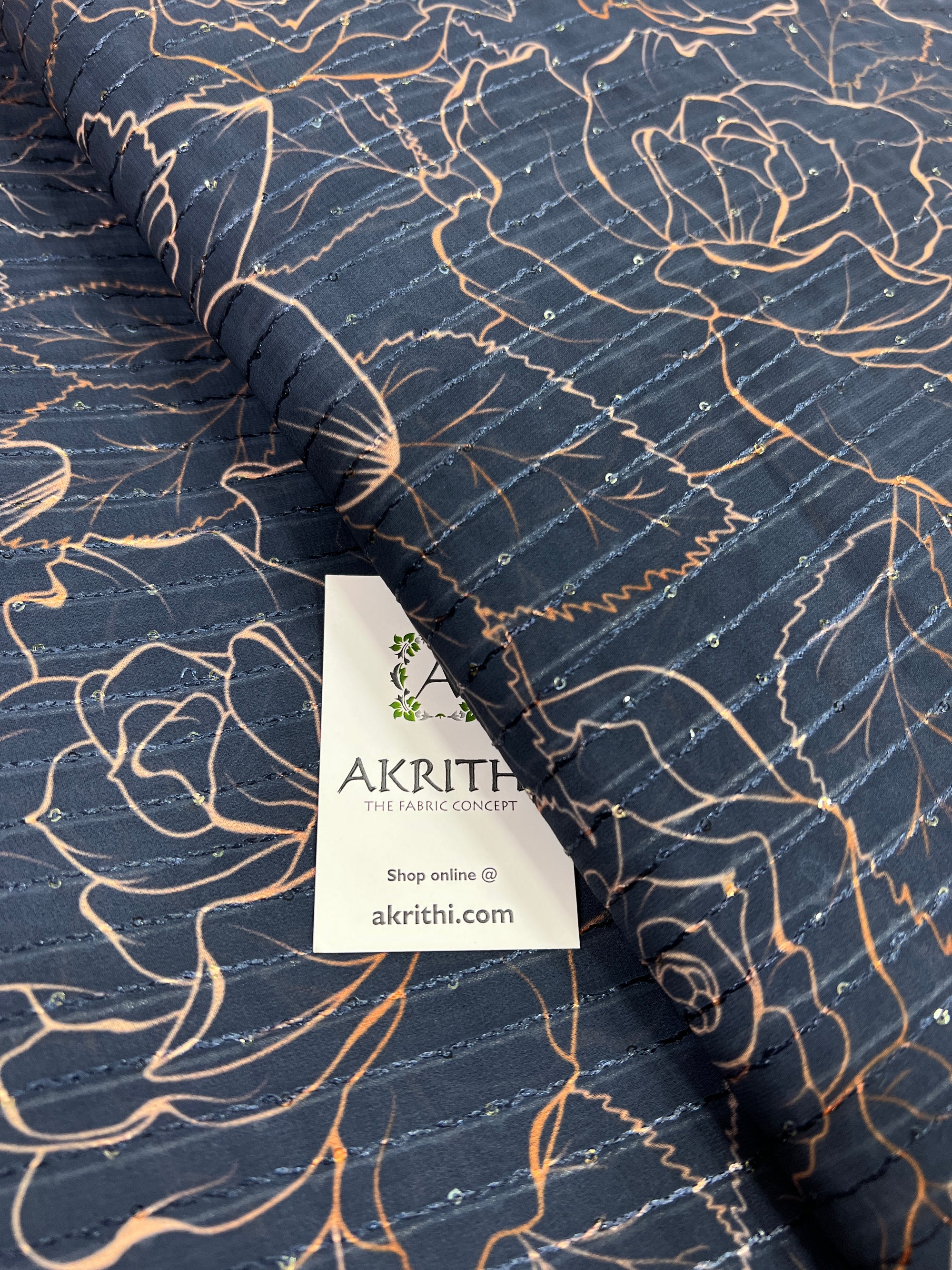 Digital printed georgette fabric with sequins work