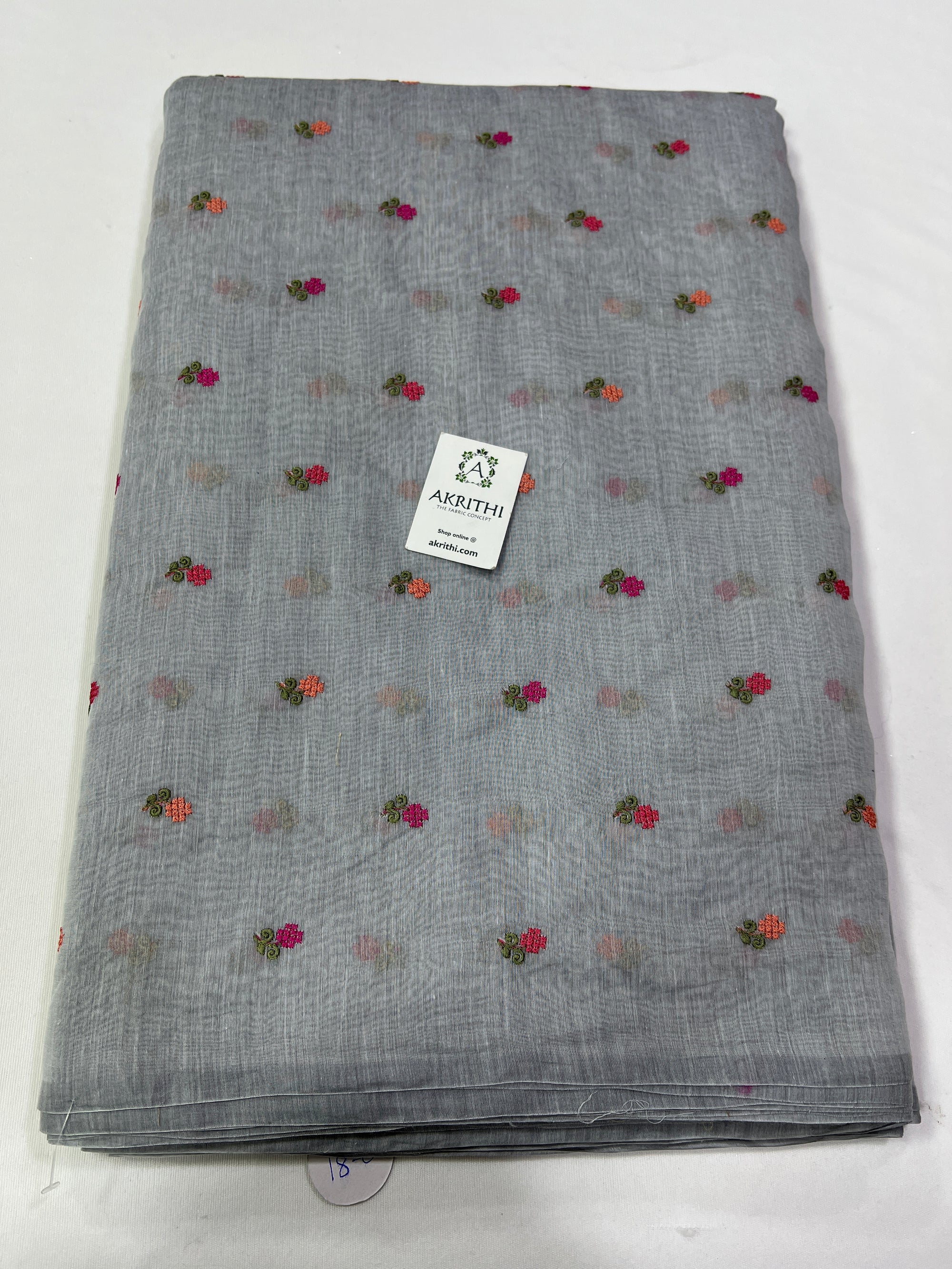 HANDLOOM MUL CHANDERI EMBROIDERED FABRIC