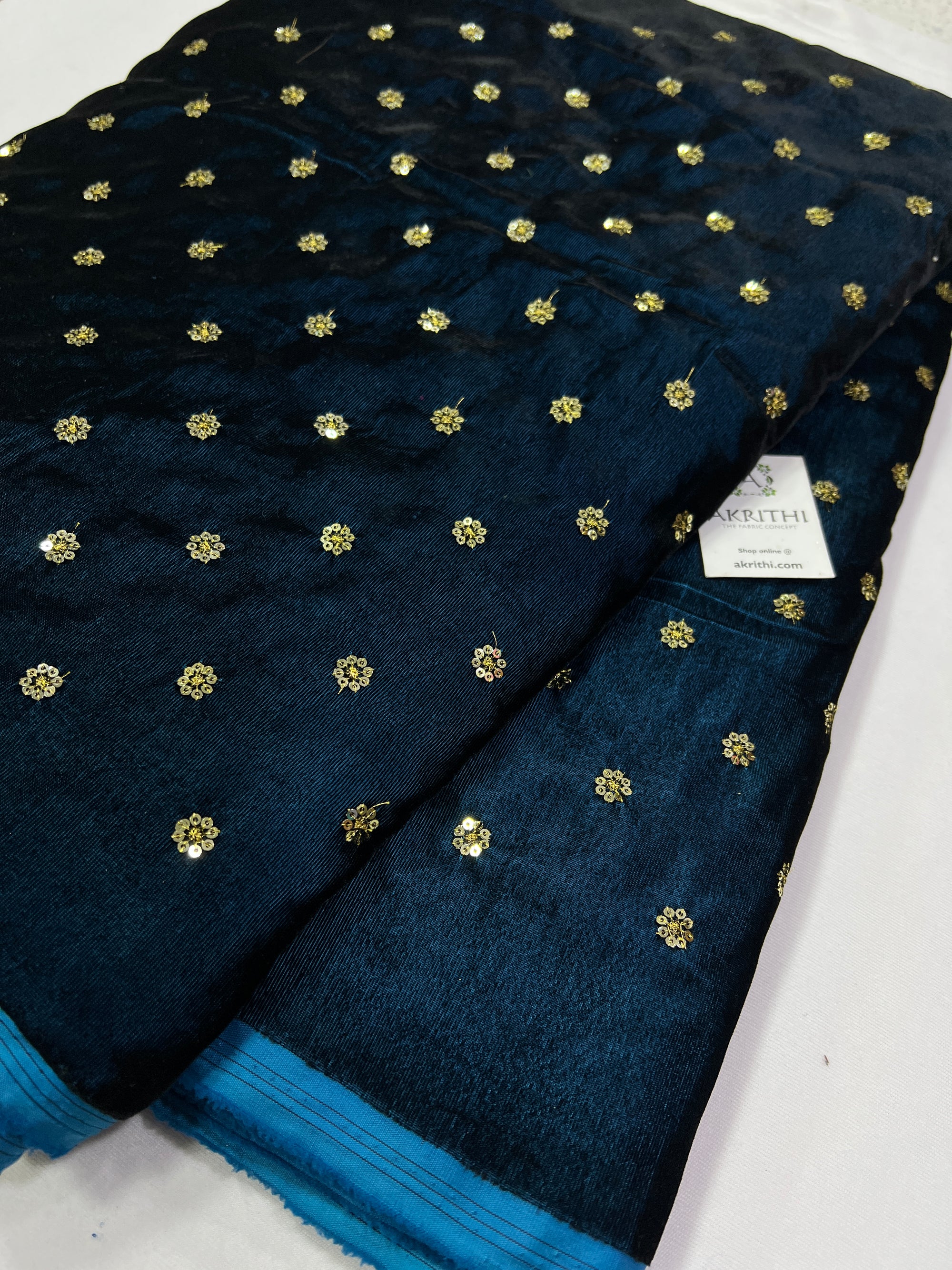 Embroidery on micro velvet fabric