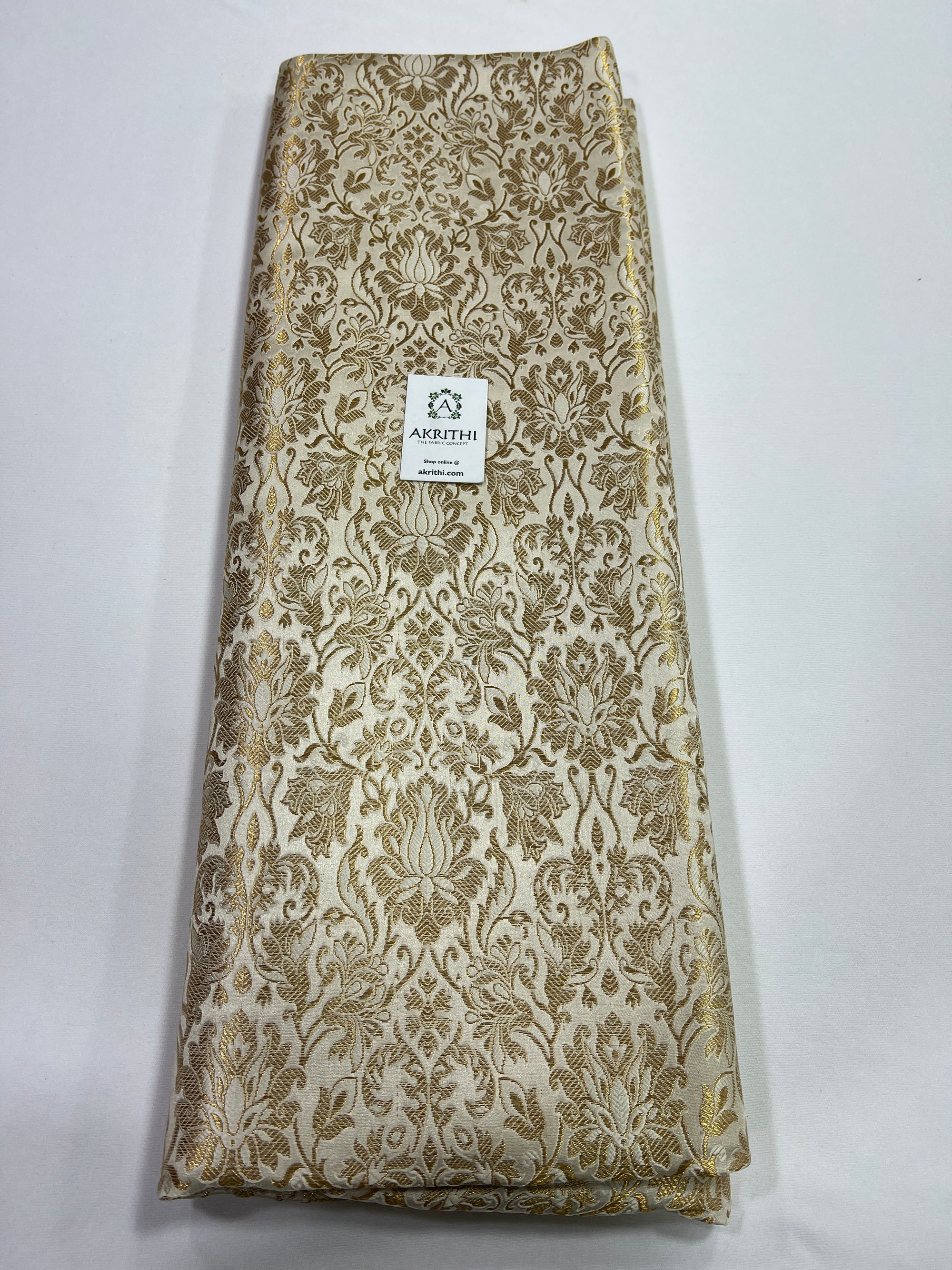 Banarasi brocade fabric off white