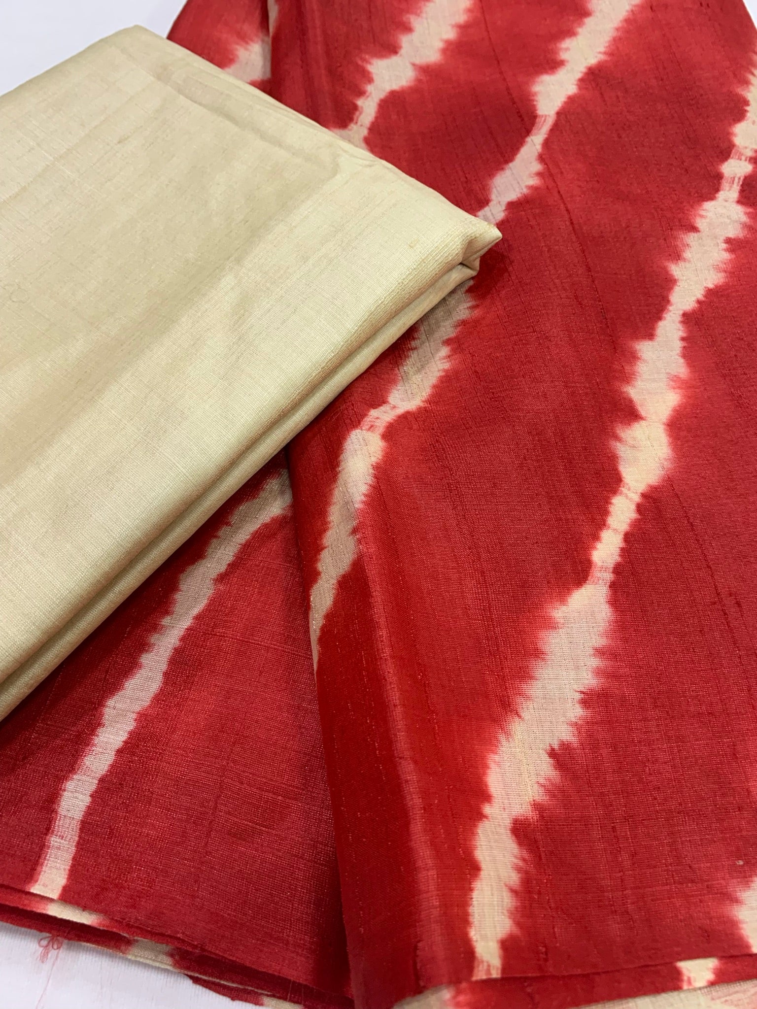 Tie and dye pure tussar silk saree