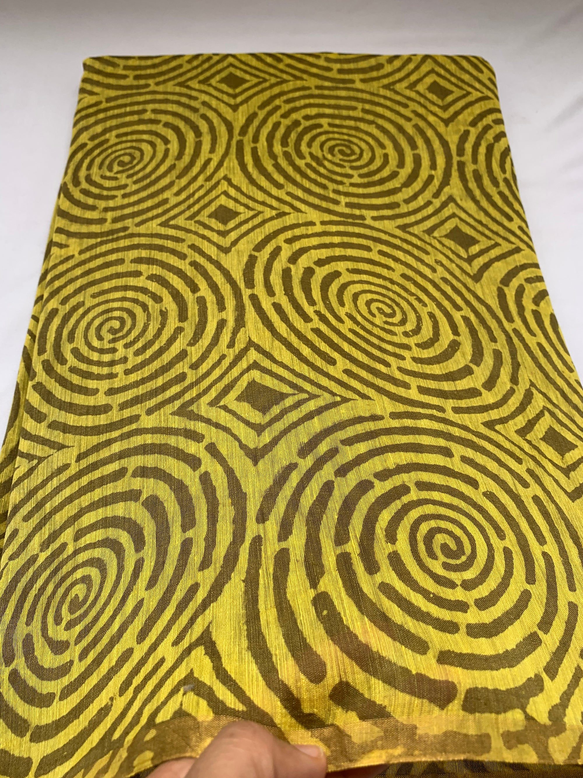 Handloom Printed pure linen silk fabric