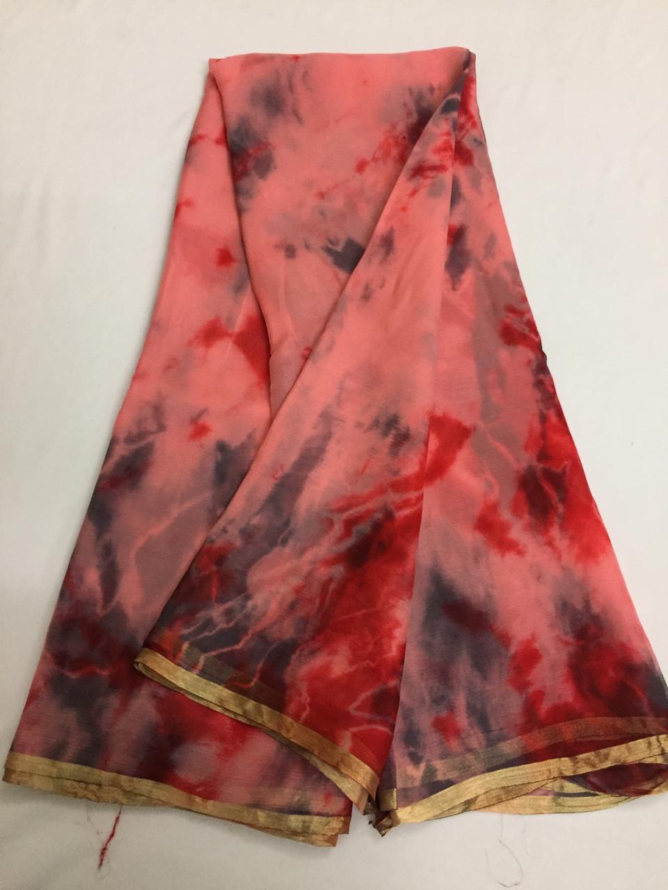 PURE CHIFFON SHIBORI TIE AND DYE SAREE